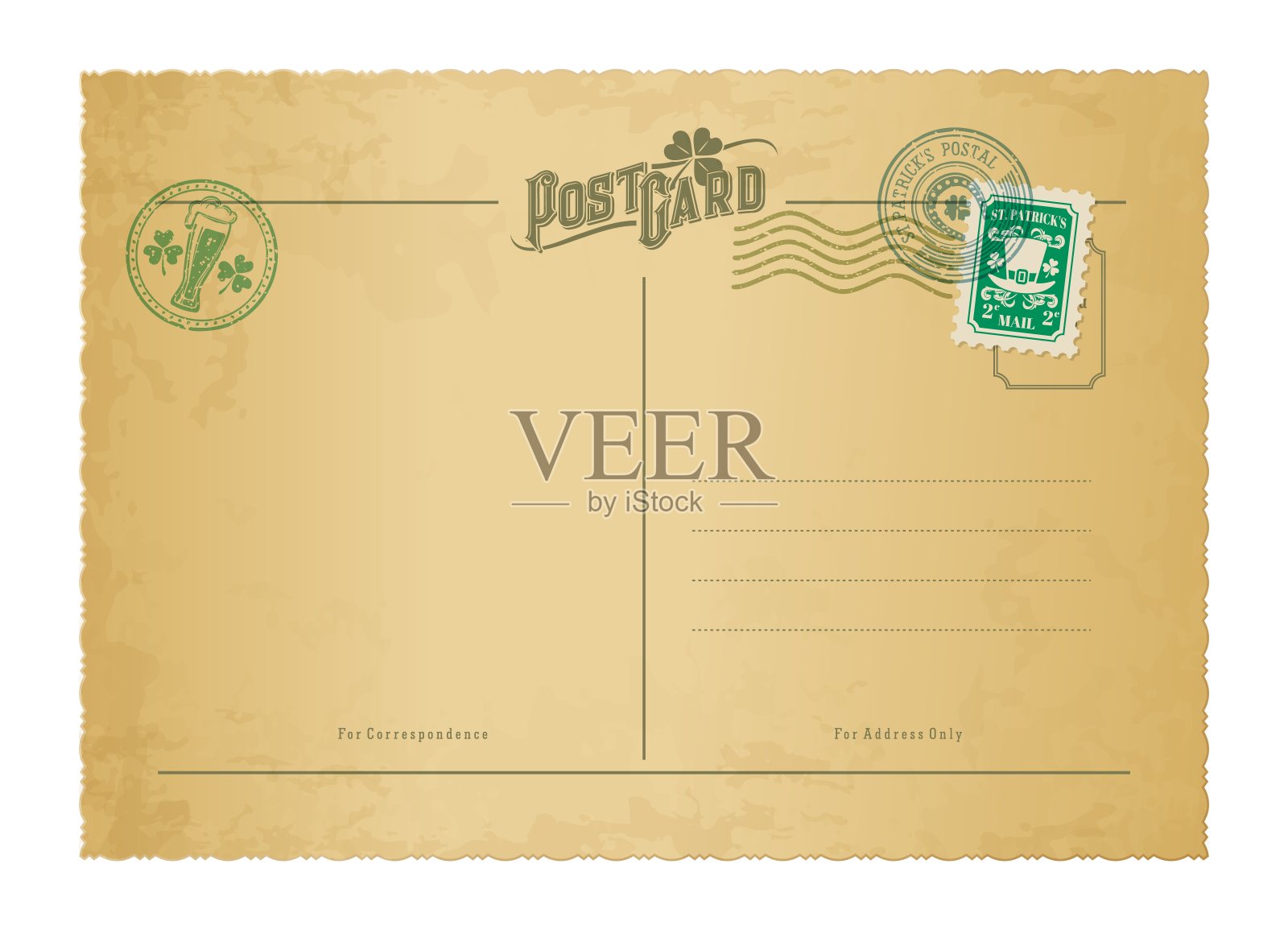 圣帕特里克节古董明信片，复古邮资插画图片素材