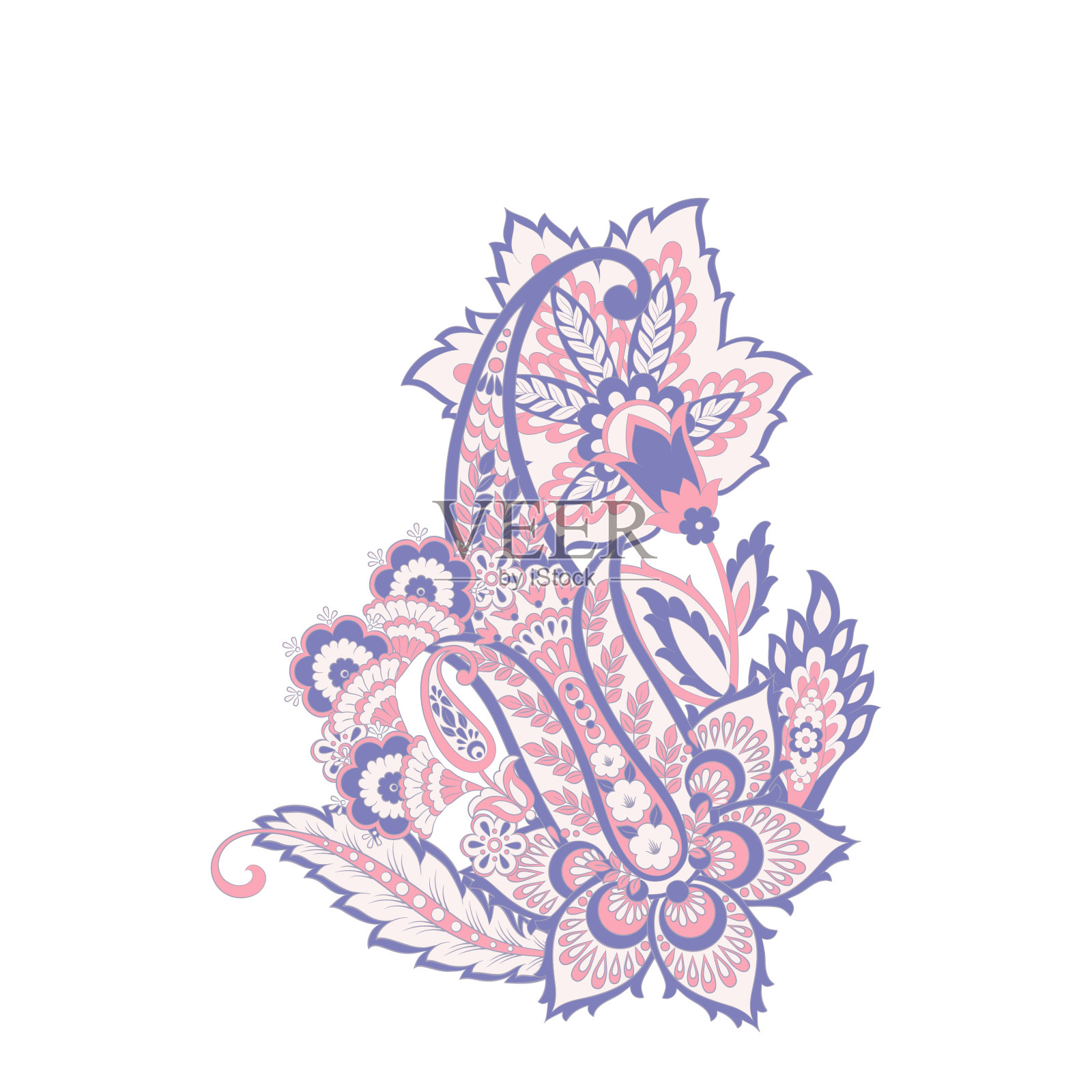 大马士革佩斯利孤立矢量花卉装饰插画图片素材