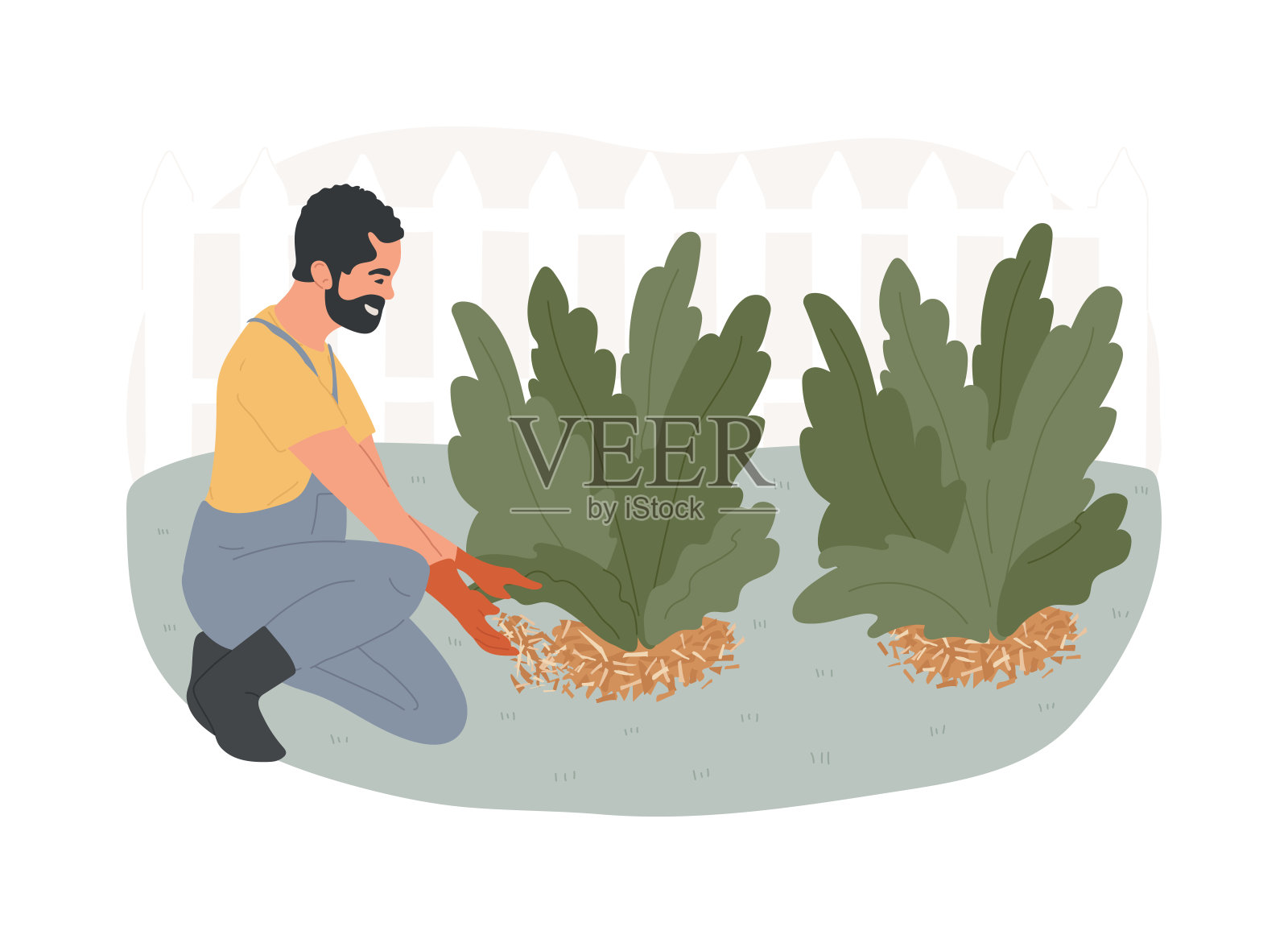 覆盖植物隔离概念矢量插图。插画图片素材