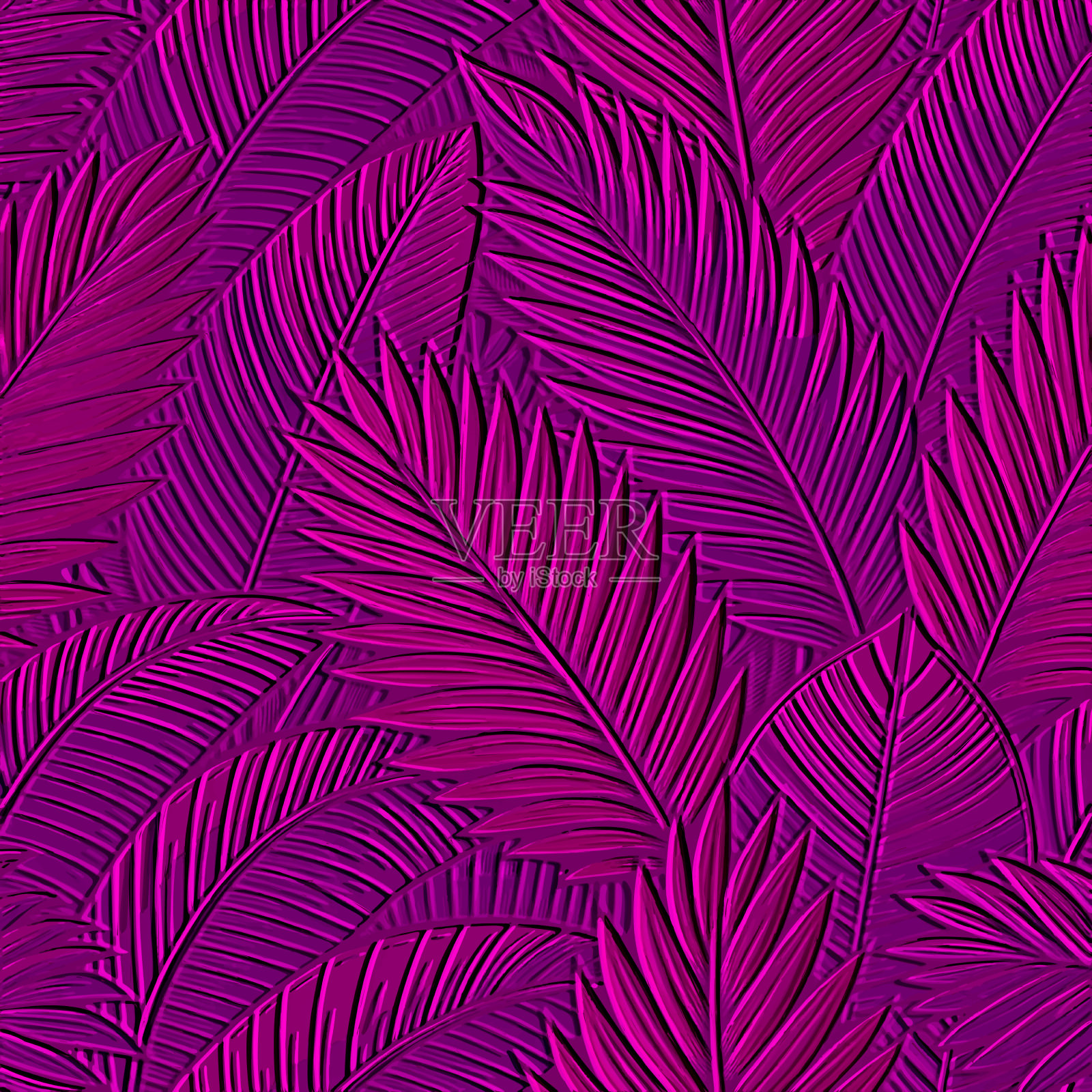 3d浮雕棕榈叶热带图案纹理插画图片素材