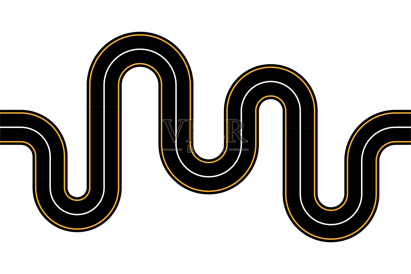 白色背景的弯弯曲曲的柏油路设计元素图片