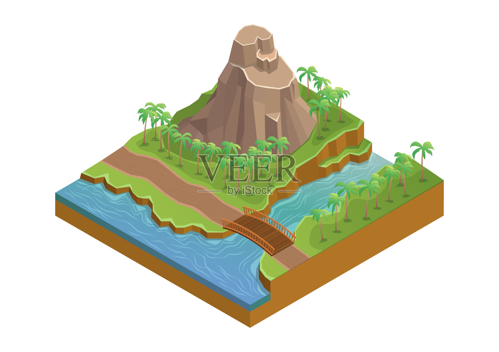 等距美丽山插画图片素材