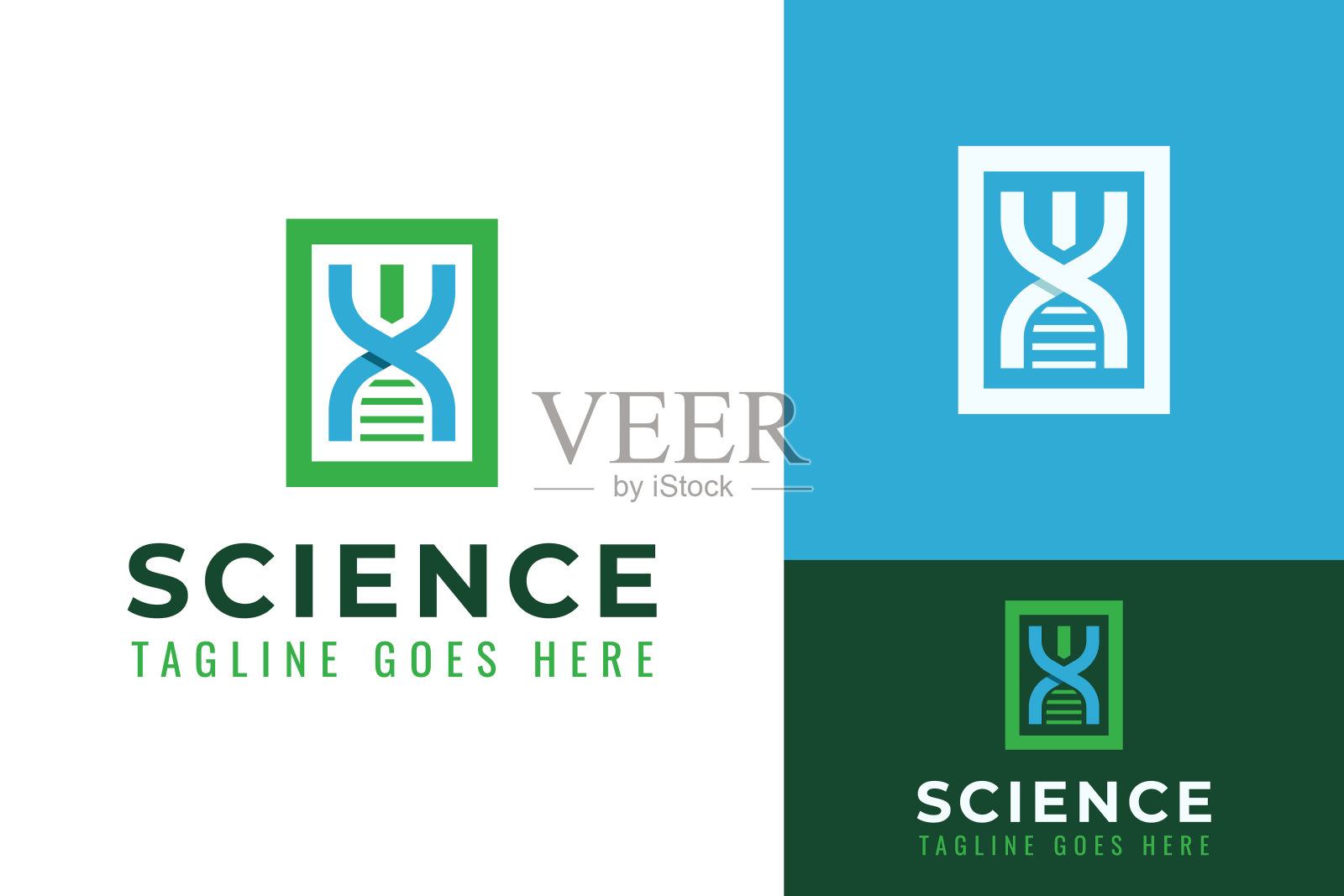 创意科学螺旋DNA基因分子基因组生物实验室标志设计品牌模板插画图片素材