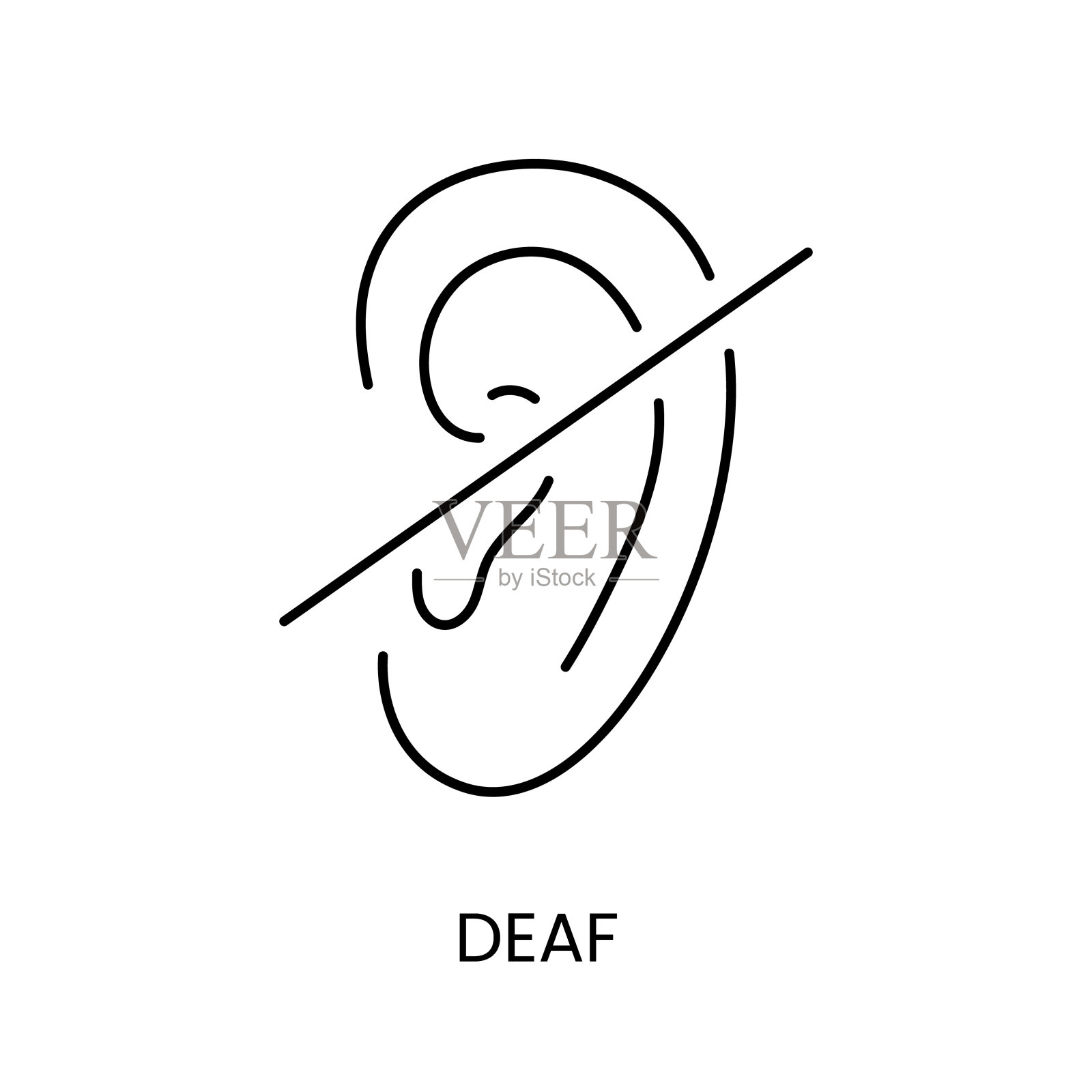 残疾人，听力问题线图标矢量插画图片素材