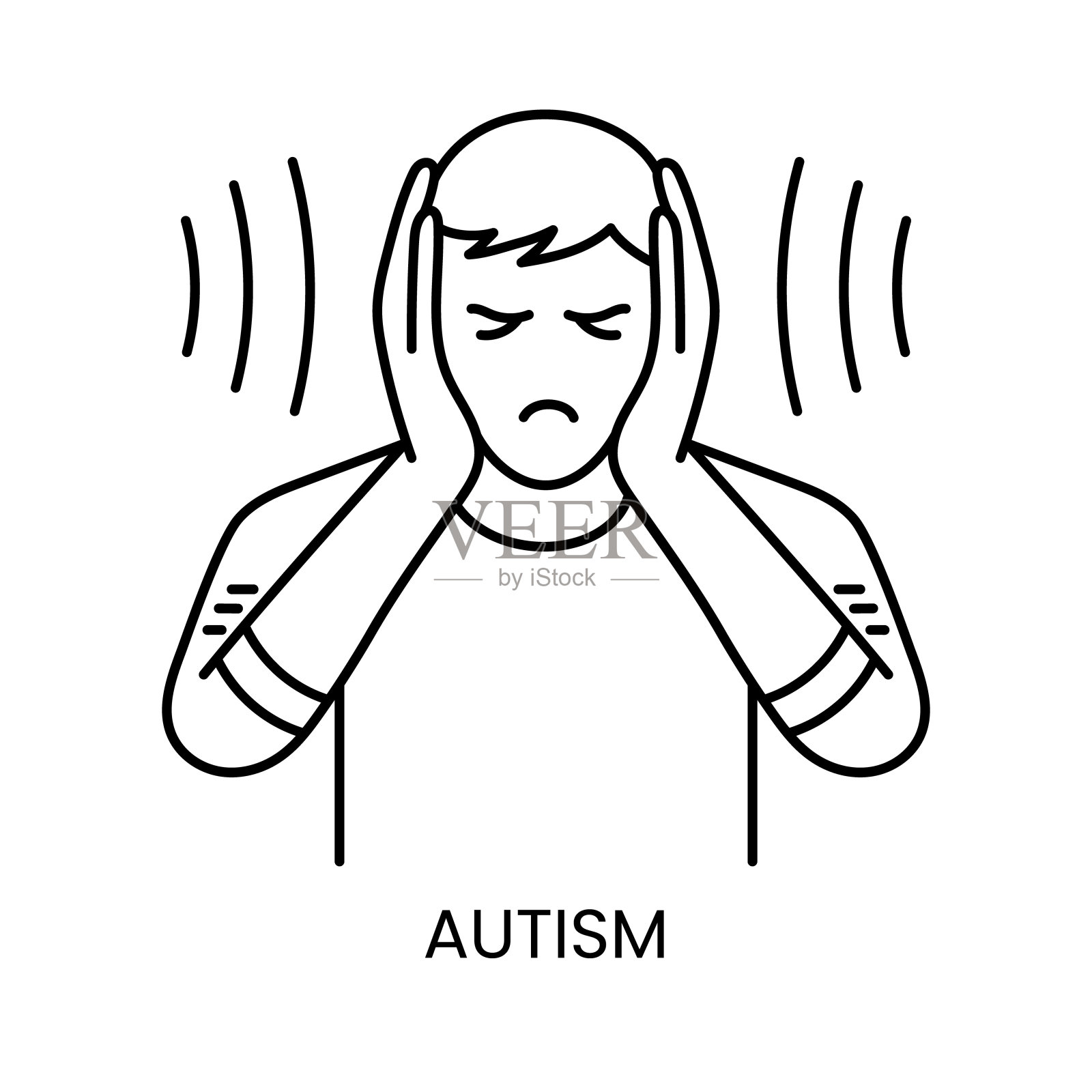 自闭症线性图标矢量素材插画图片素材