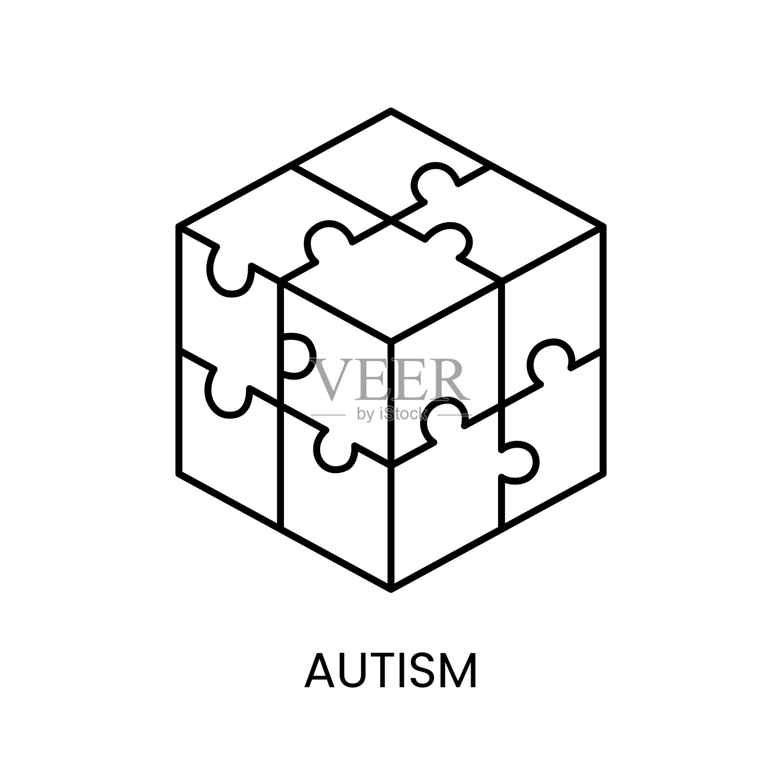 自闭症线性图标矢量素材插画图片素材