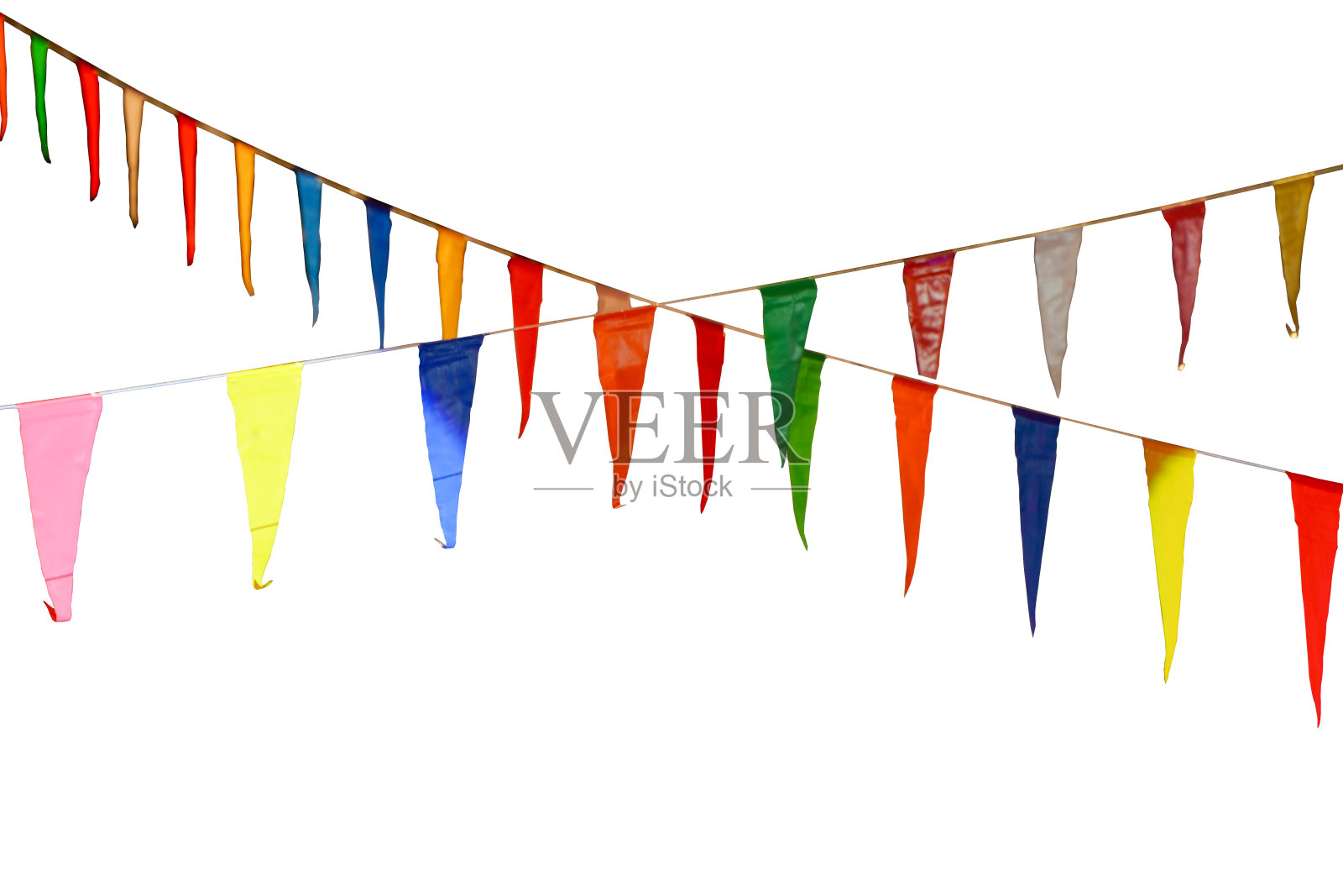 纸彩旗装饰和覆盖在白色的背景。照片摄影图片