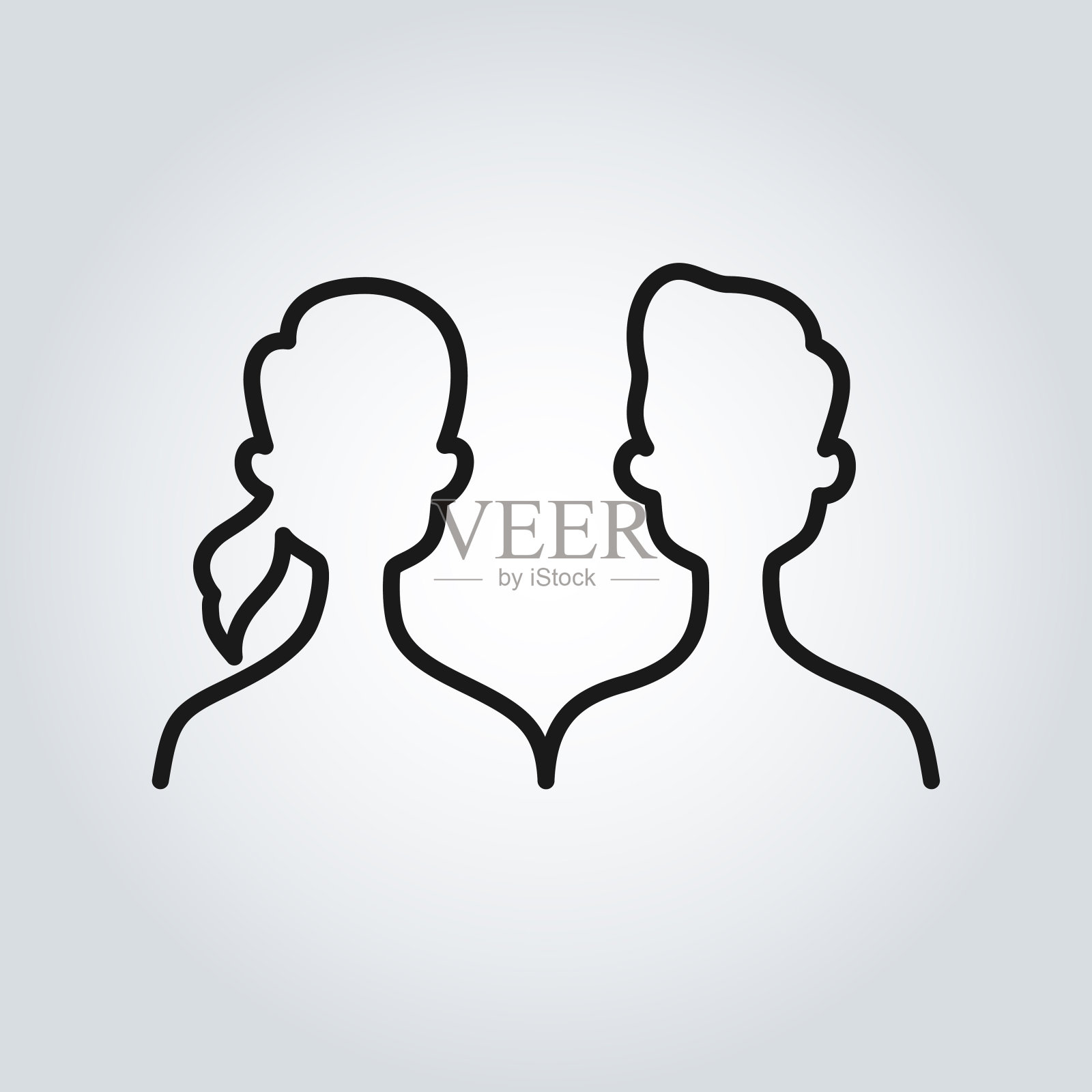 一个人有条件的形象。这个图标描绘了一个女孩和一个男孩。一对已婚夫妇。背景上孤立的图标。插画图片素材