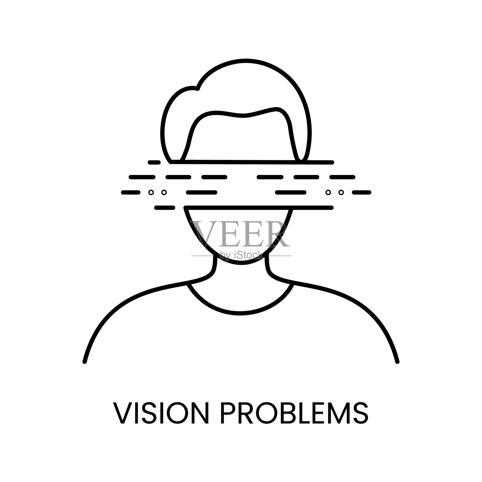 残疾人，视力问题，失明和低视力线图标矢量插画图片素材