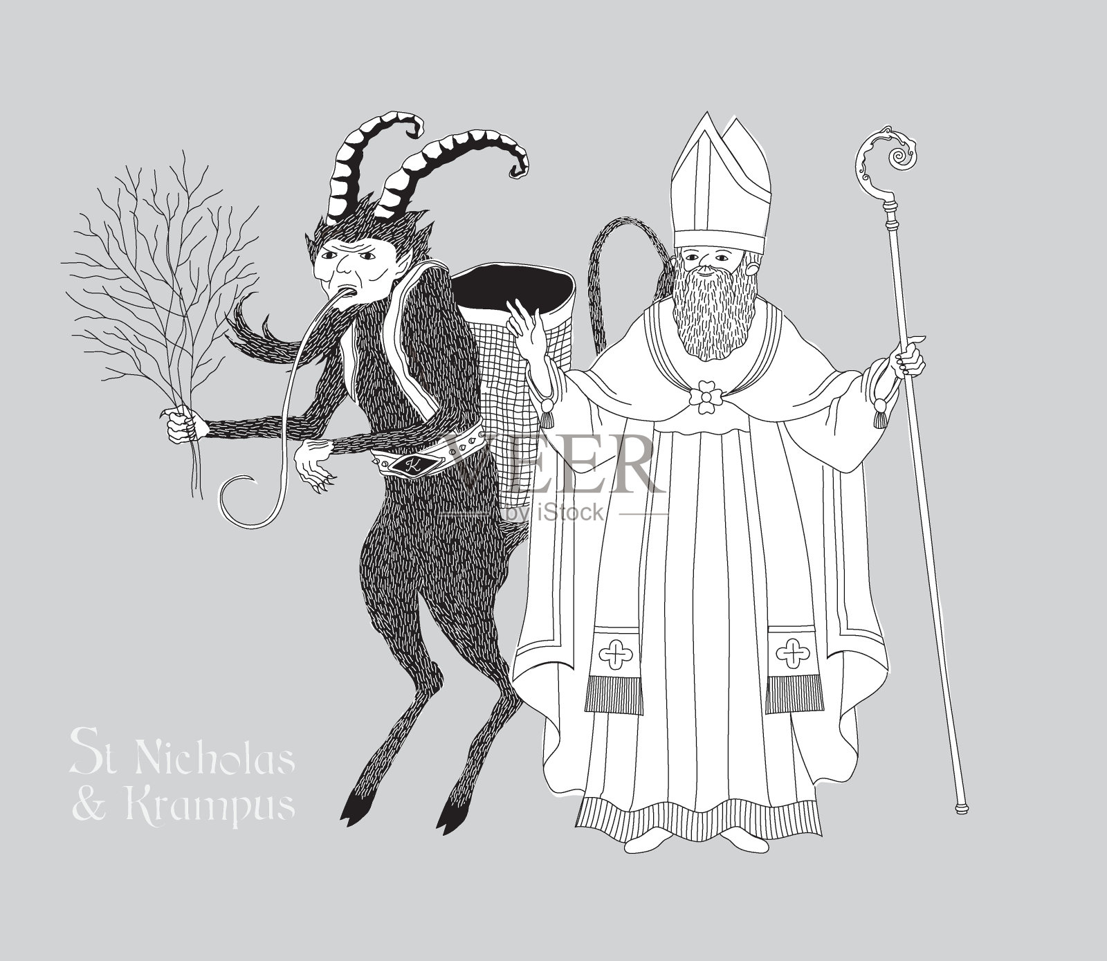 圣尼古拉斯和坎普斯插画图片素材