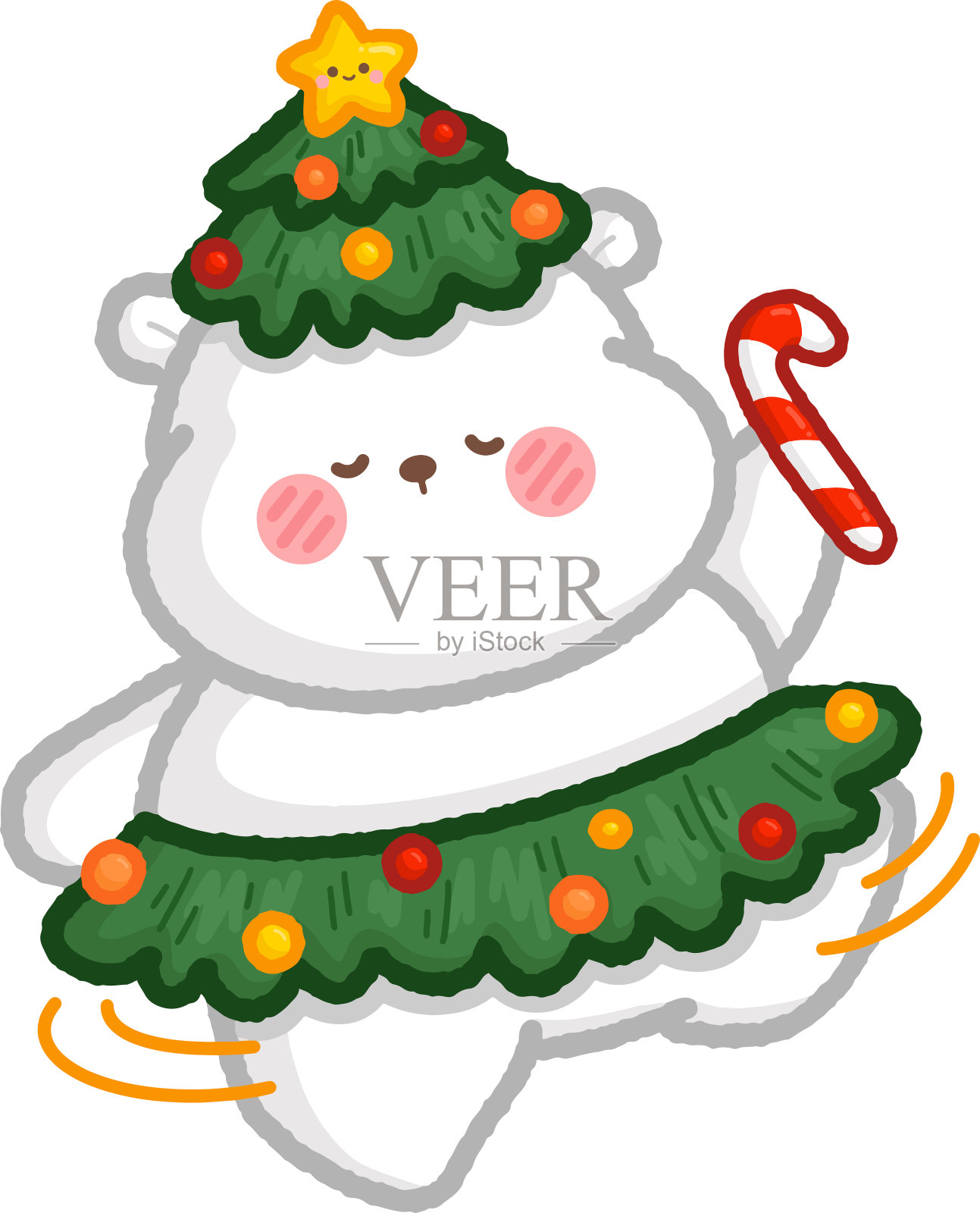 一个矢量的手绘圣诞北极熊主题插画图片素材