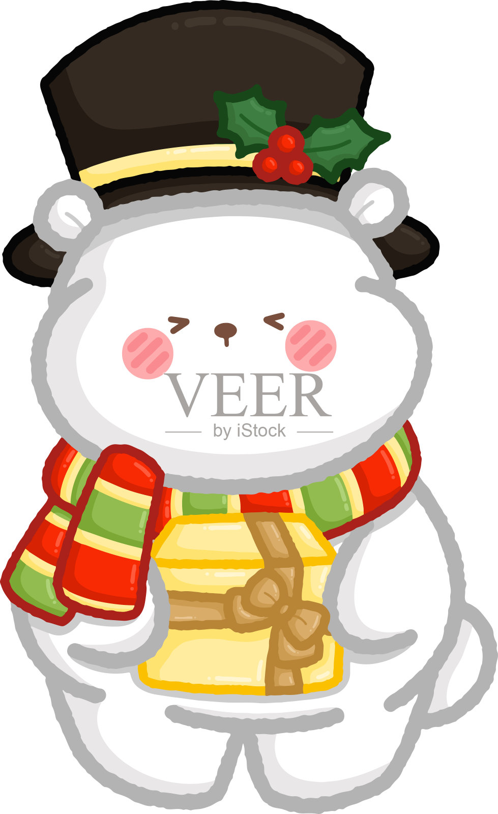 一个矢量的手绘圣诞北极熊主题插画图片素材