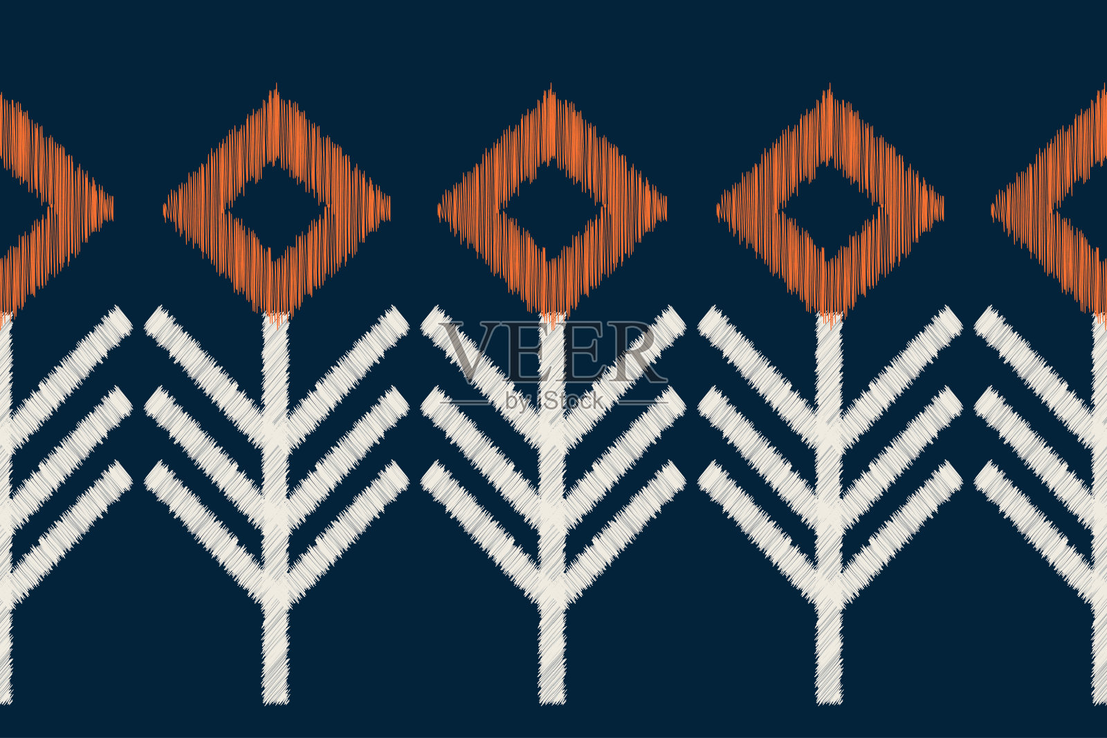 民族伊卡特织物图案几何风格。非洲伊卡特刺绣民族东方图案蓝色背景。抽象,向量,illustration.Texture、服装、框架、装饰、地毯,图案。插画图片素材