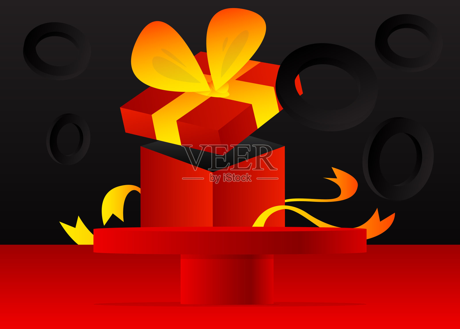 实物模型产品展示与礼盒。矢量假日圆柱基座基座基座。圣诞舞台展示。最小几何形式。插画图片素材