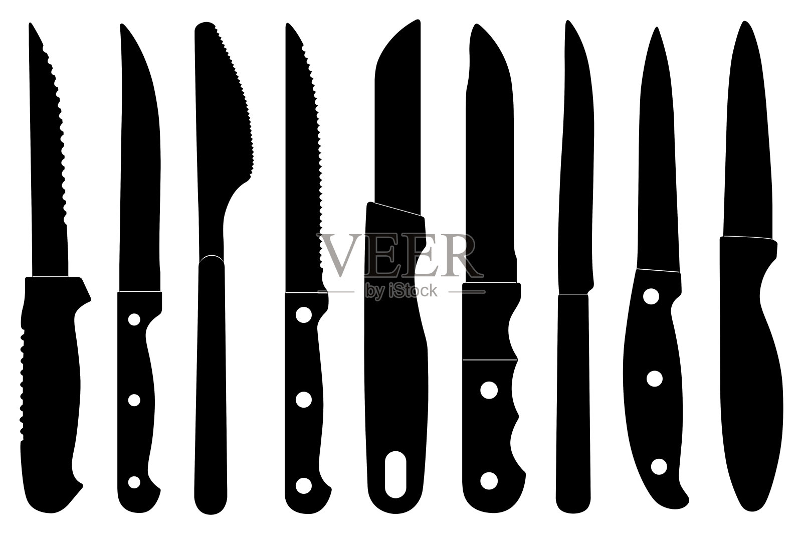 拼贴不同的菜刀插图插画图片素材