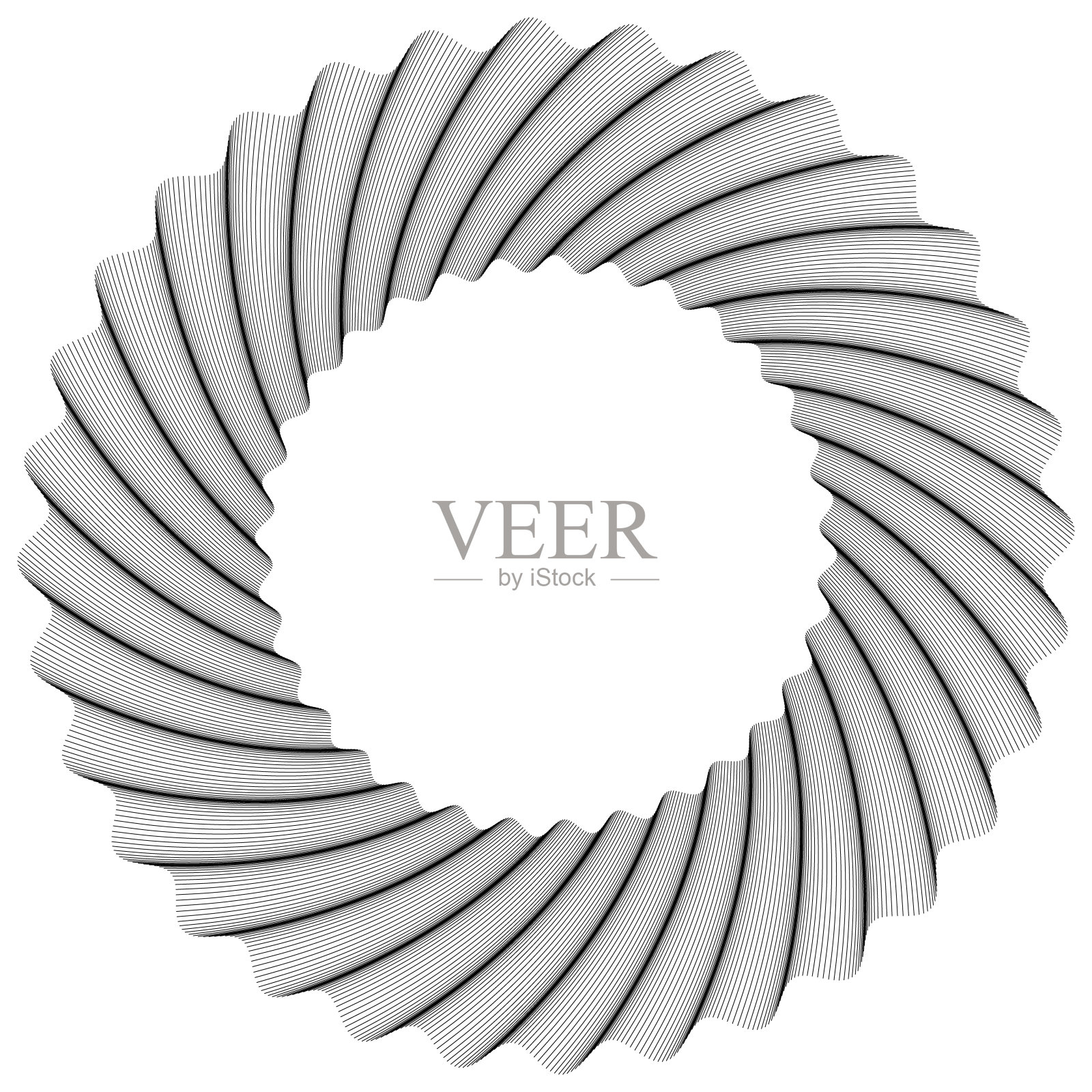 抽象圆形单色云纹图案插画图片素材