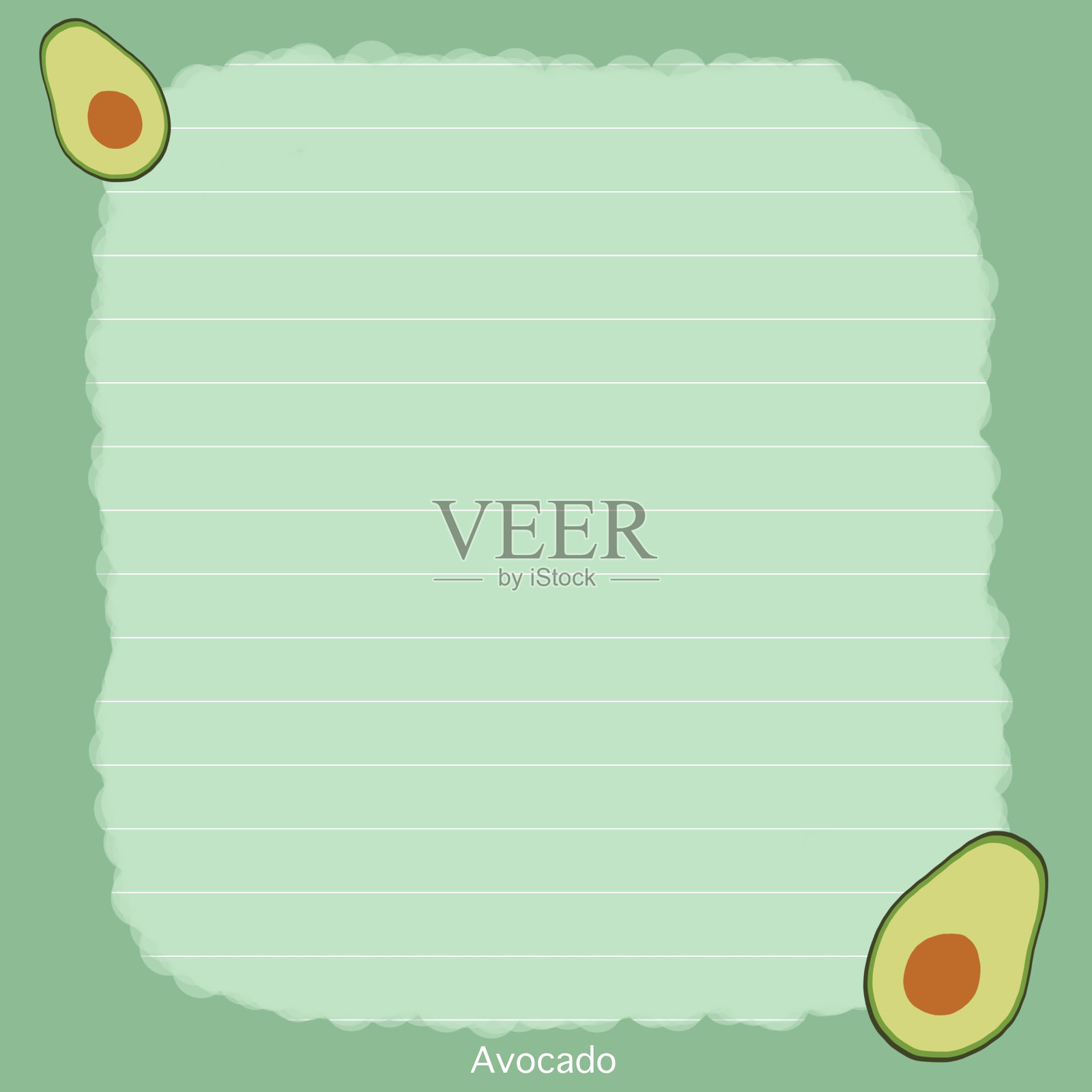 可爱的笔记鳄梨风格的设计插画图片素材