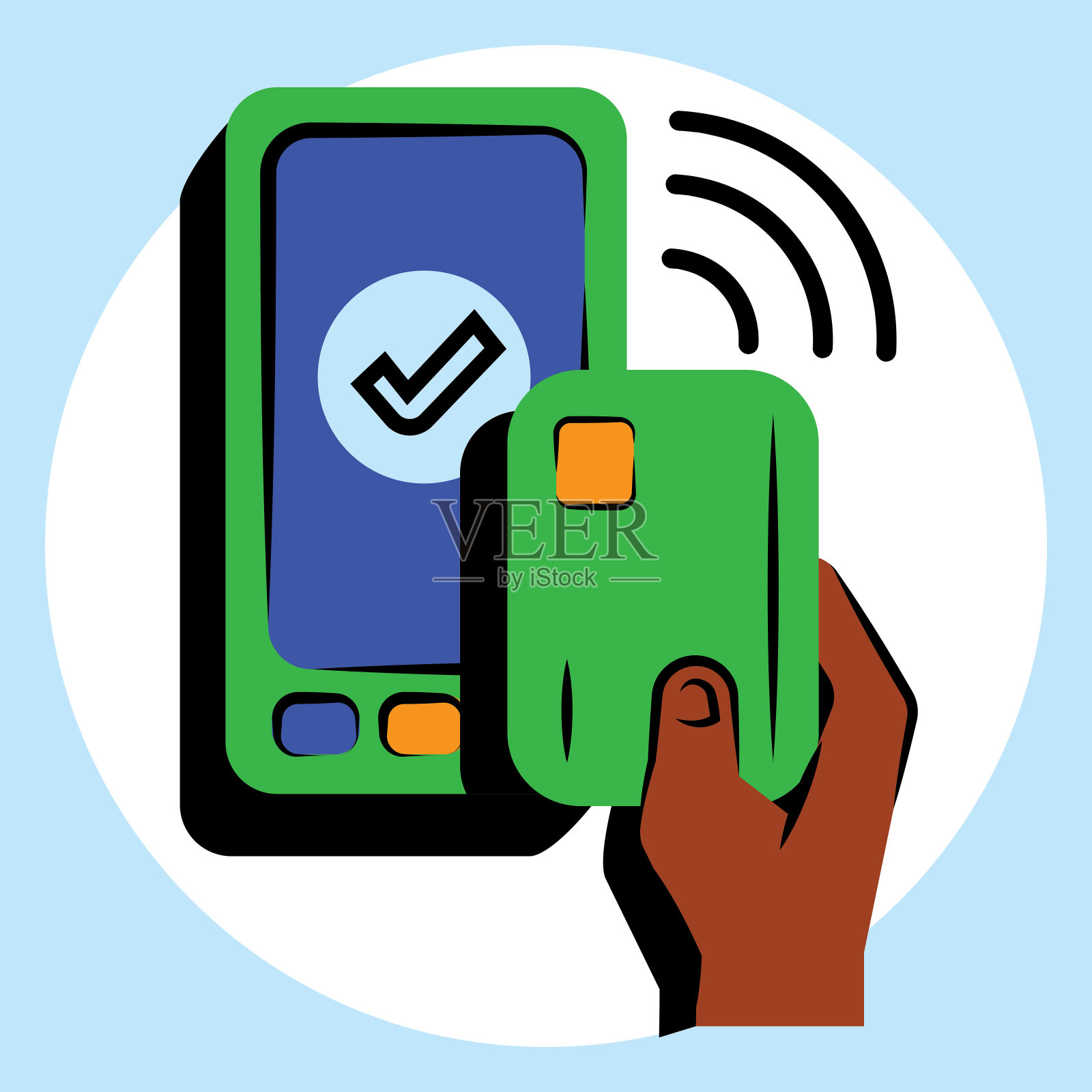 轻按以智能卡图示付款插画图片素材