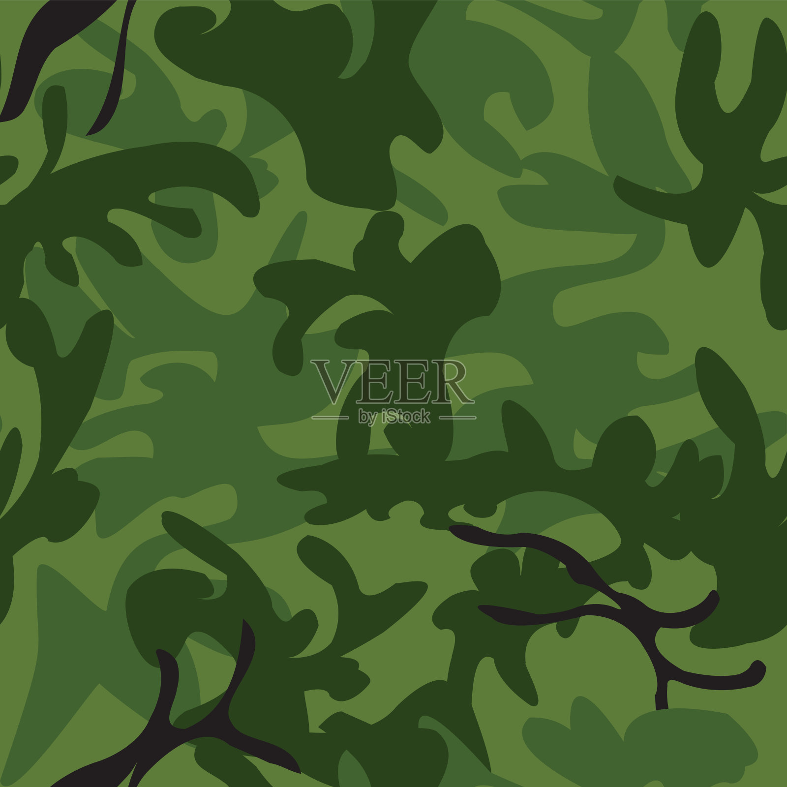 绿色迷彩，黑色线条插画图片素材