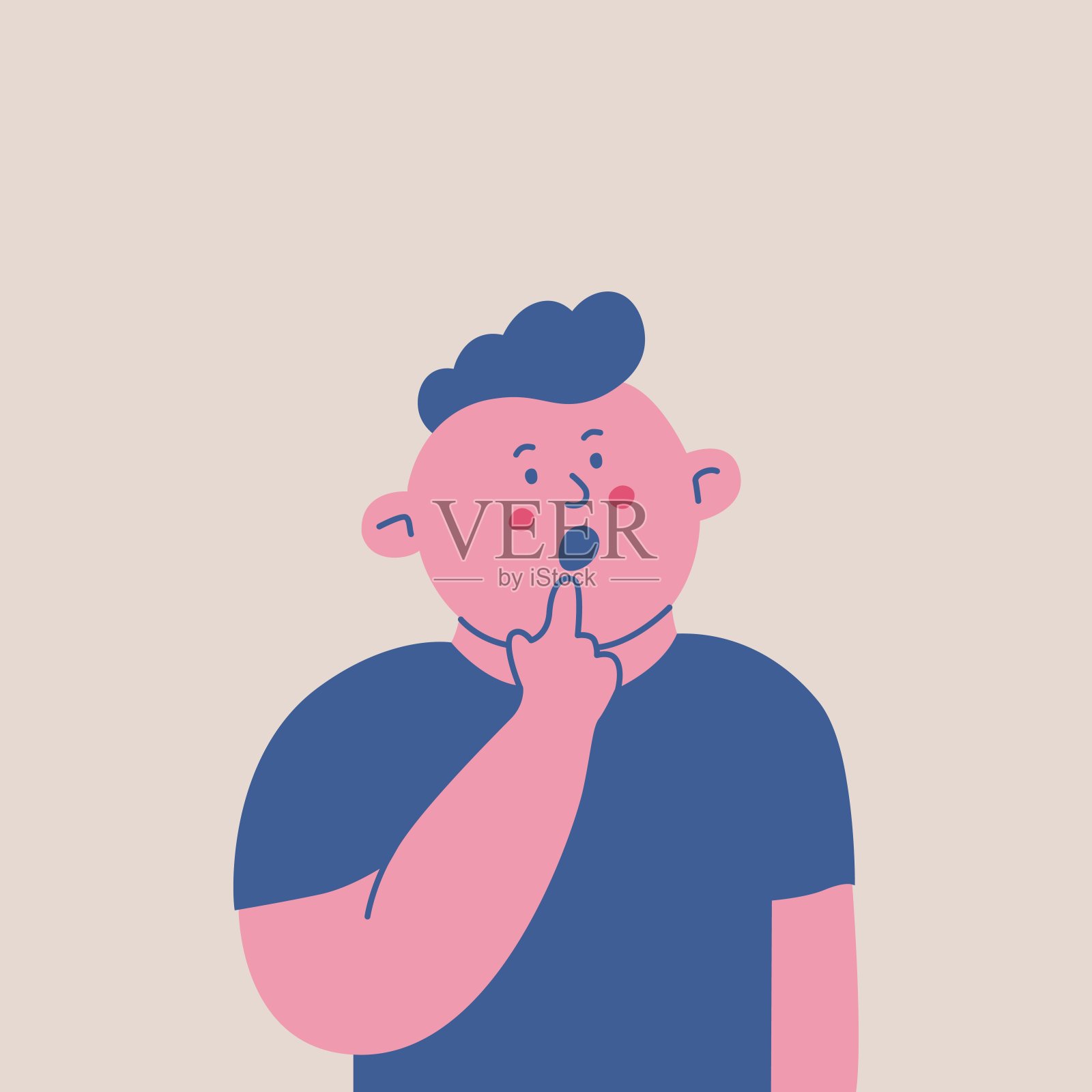 惊讶或震惊的小男孩。极简主义儿童角色。矢量隔离插图。插画图片素材