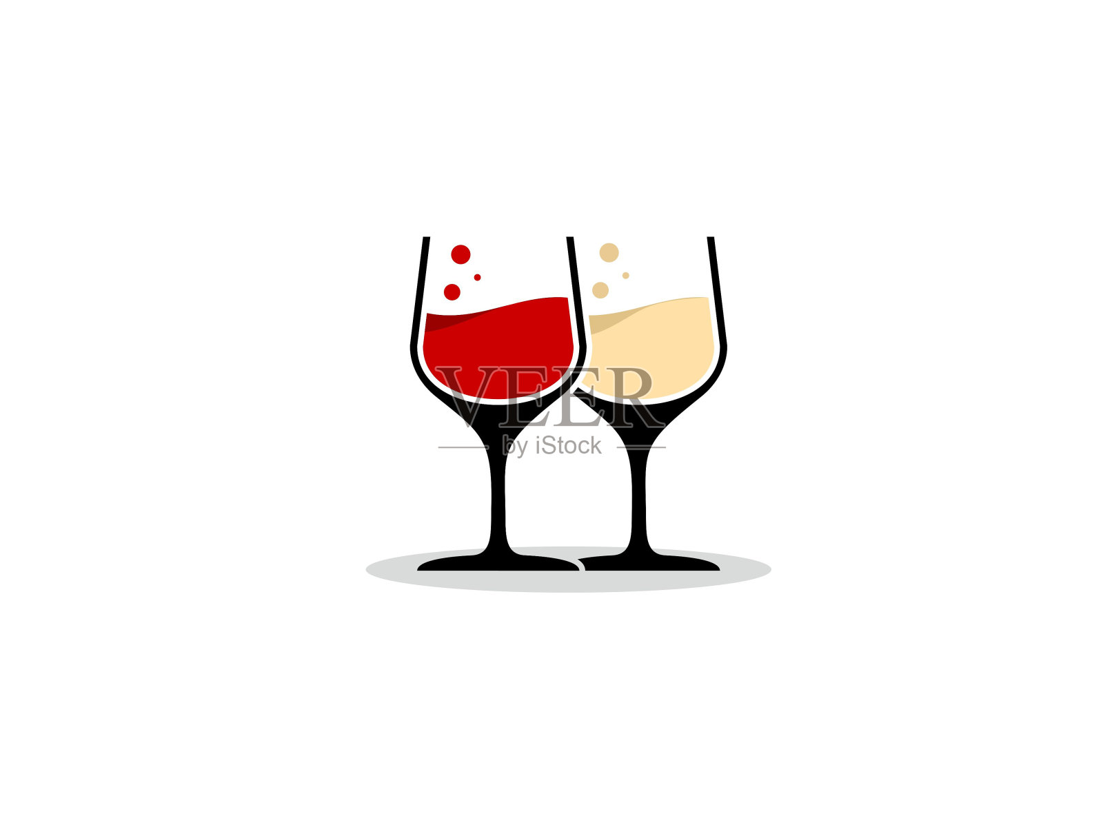 红葡萄酒和白葡萄酒的载体插画图片素材