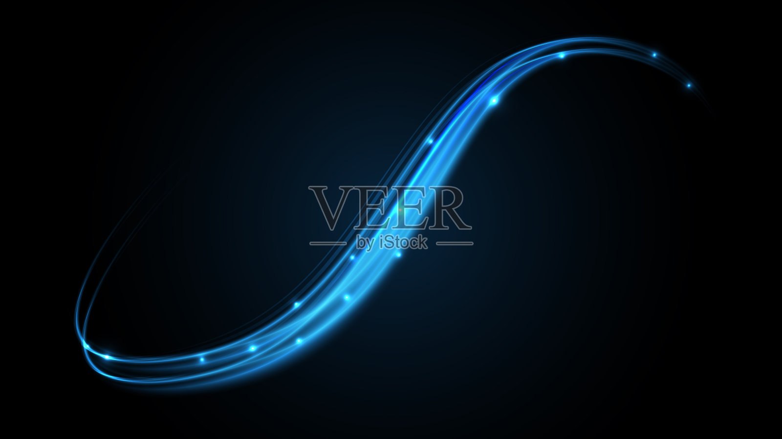 蓝色霓虹灯矢量抽象旋涡波。发光效果，椭圆形，圆形。优雅明亮的线性波浪。向量的背景。插画图片素材