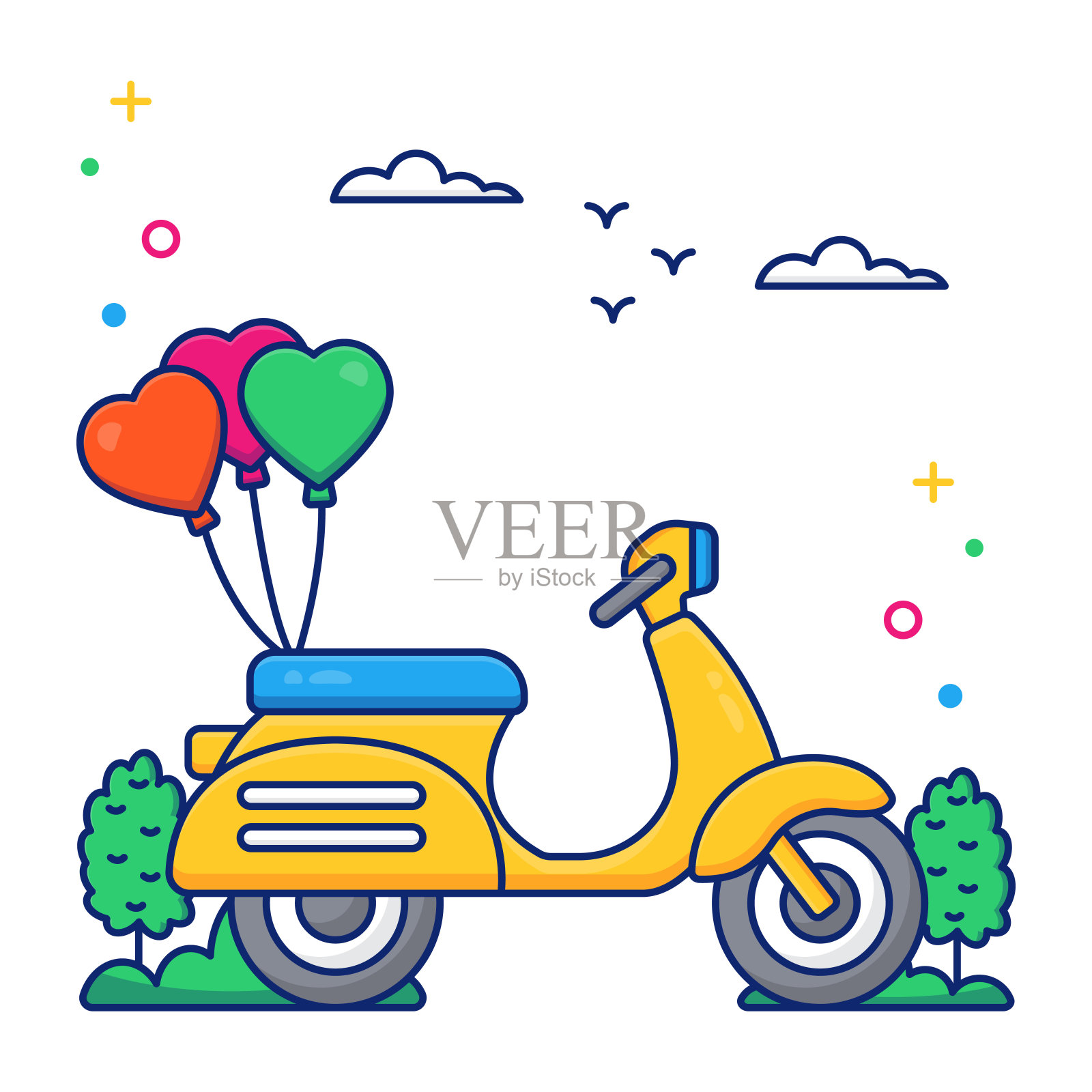 装饰性滑板车的概念平面设计图标插画图片素材