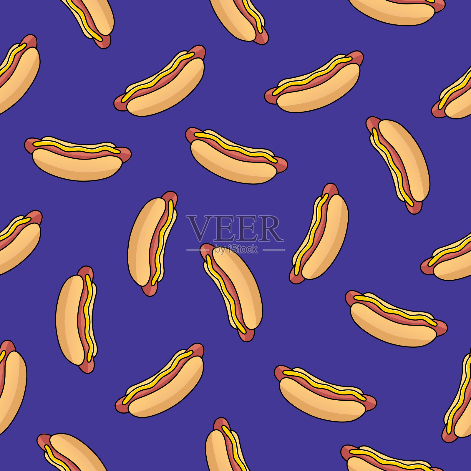 热狗无缝模式插画图片素材