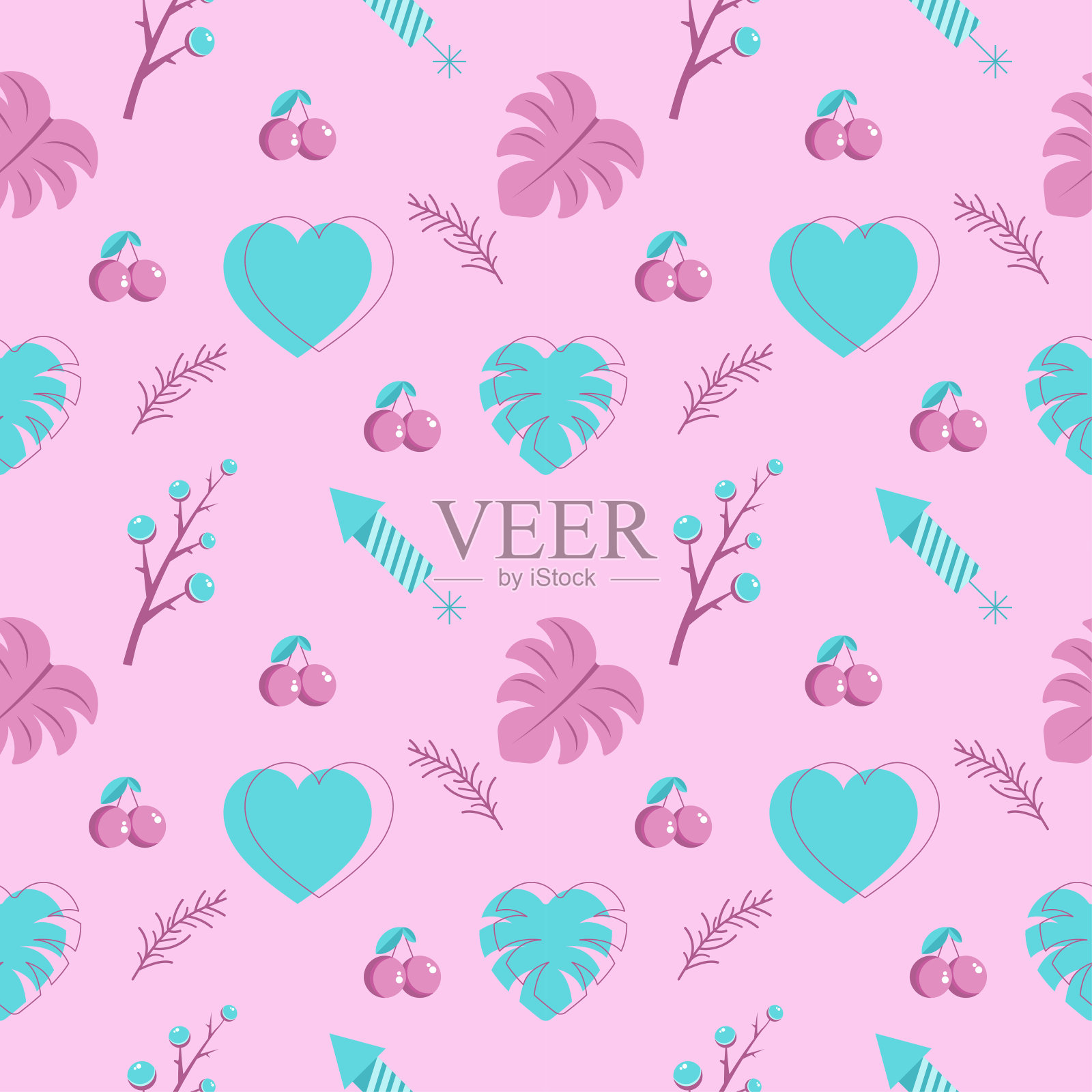 圣诞无缝冬季图案，矢量组的图案与 地精，礼物，雪花，彩色背景上的星星，多色插画图片素材