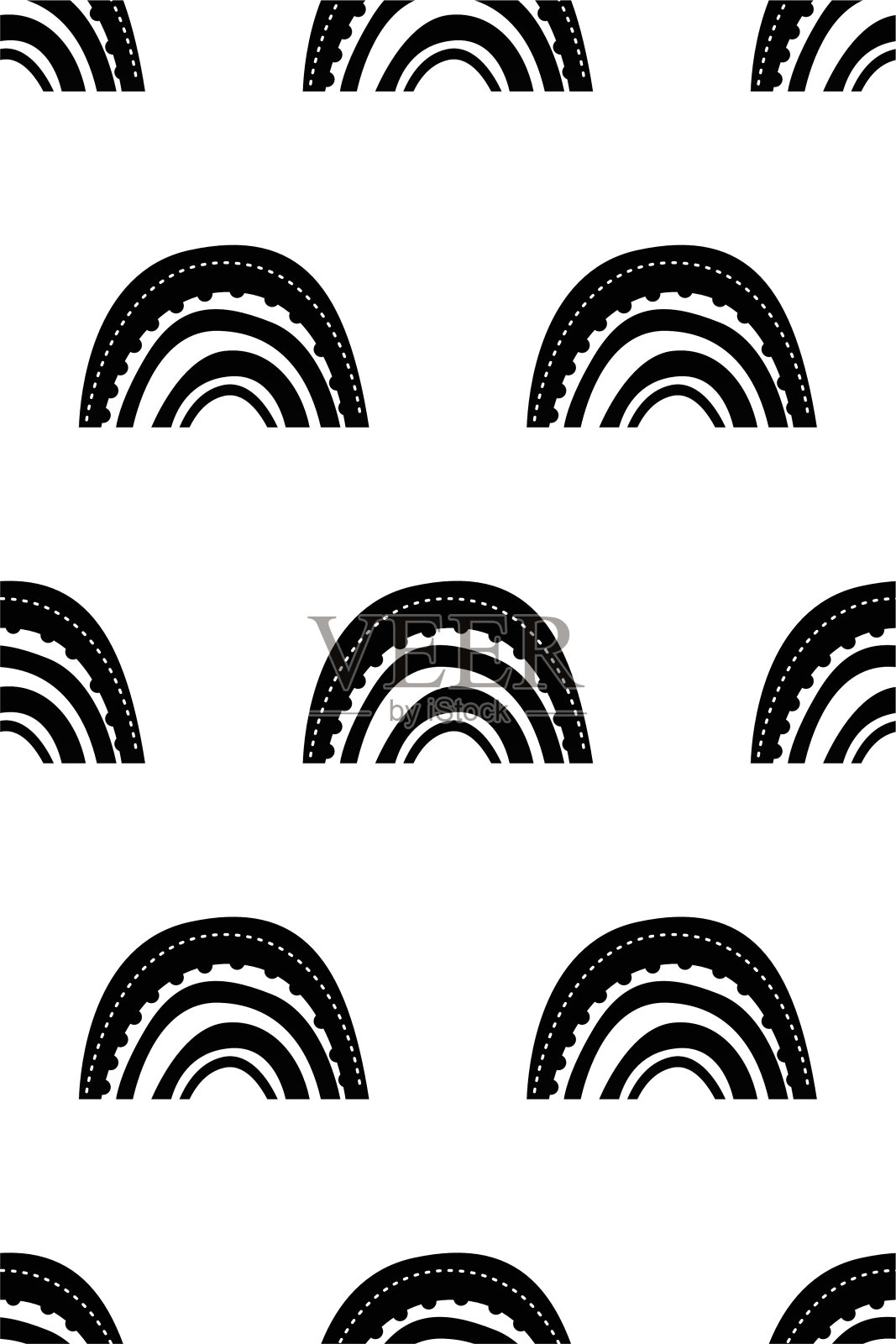 可爱的托儿所彩虹背景。波西米亚彩虹无缝图案背景插画图片素材