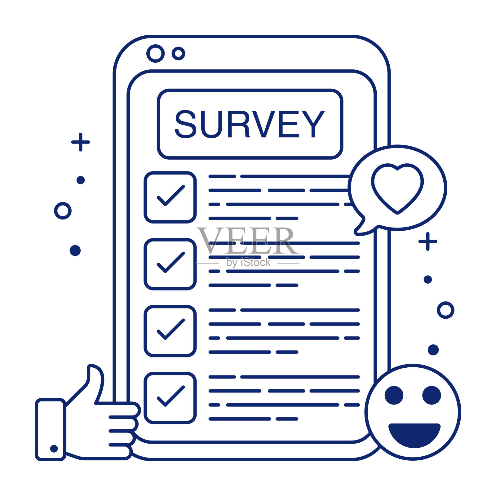 可编辑的移动调查设计图标插画图片素材