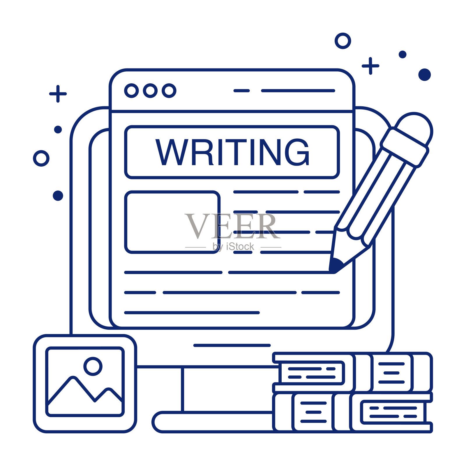 时尚的设计图标的在线文章写作插画图片素材