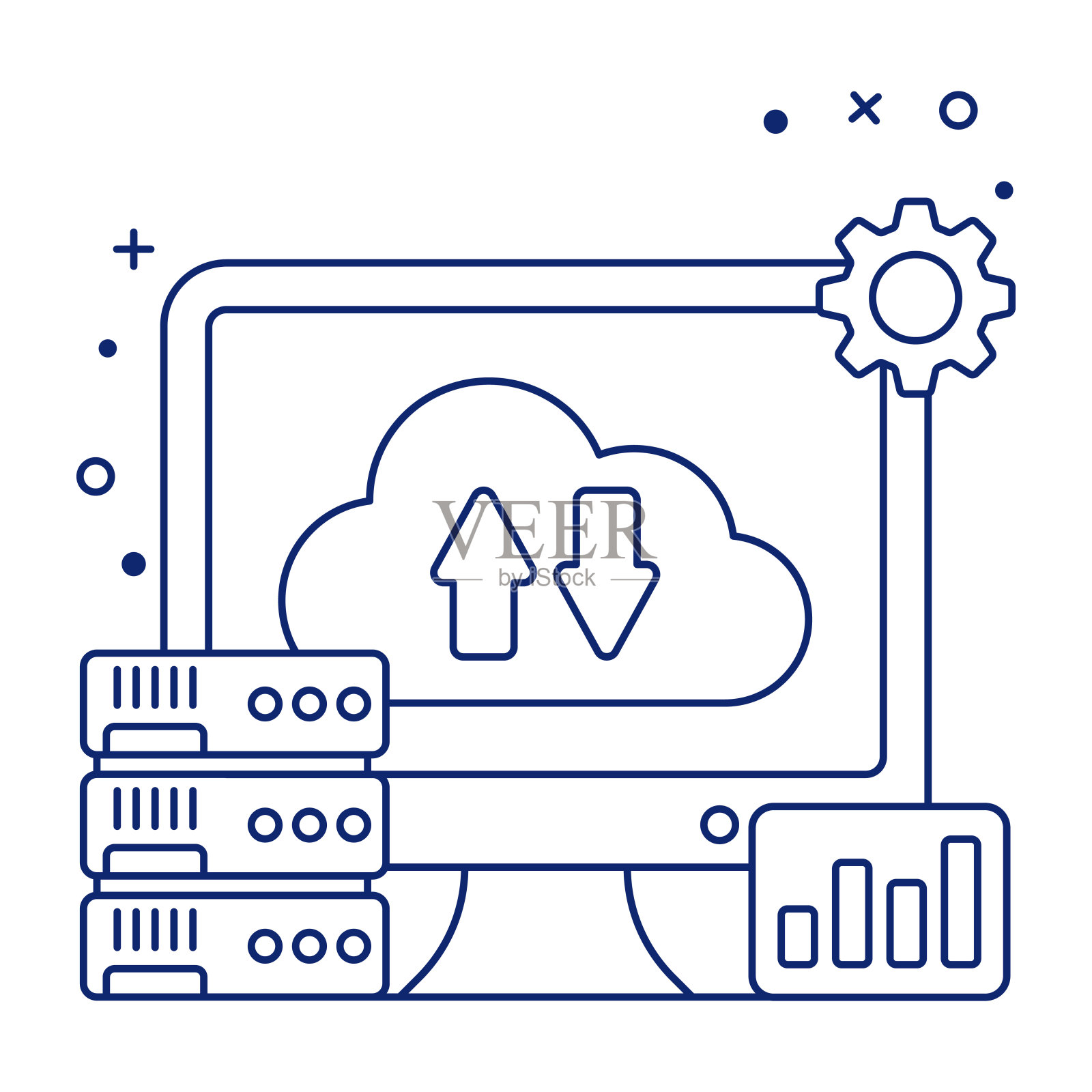 可编辑的云数据传输设计图标插画图片素材