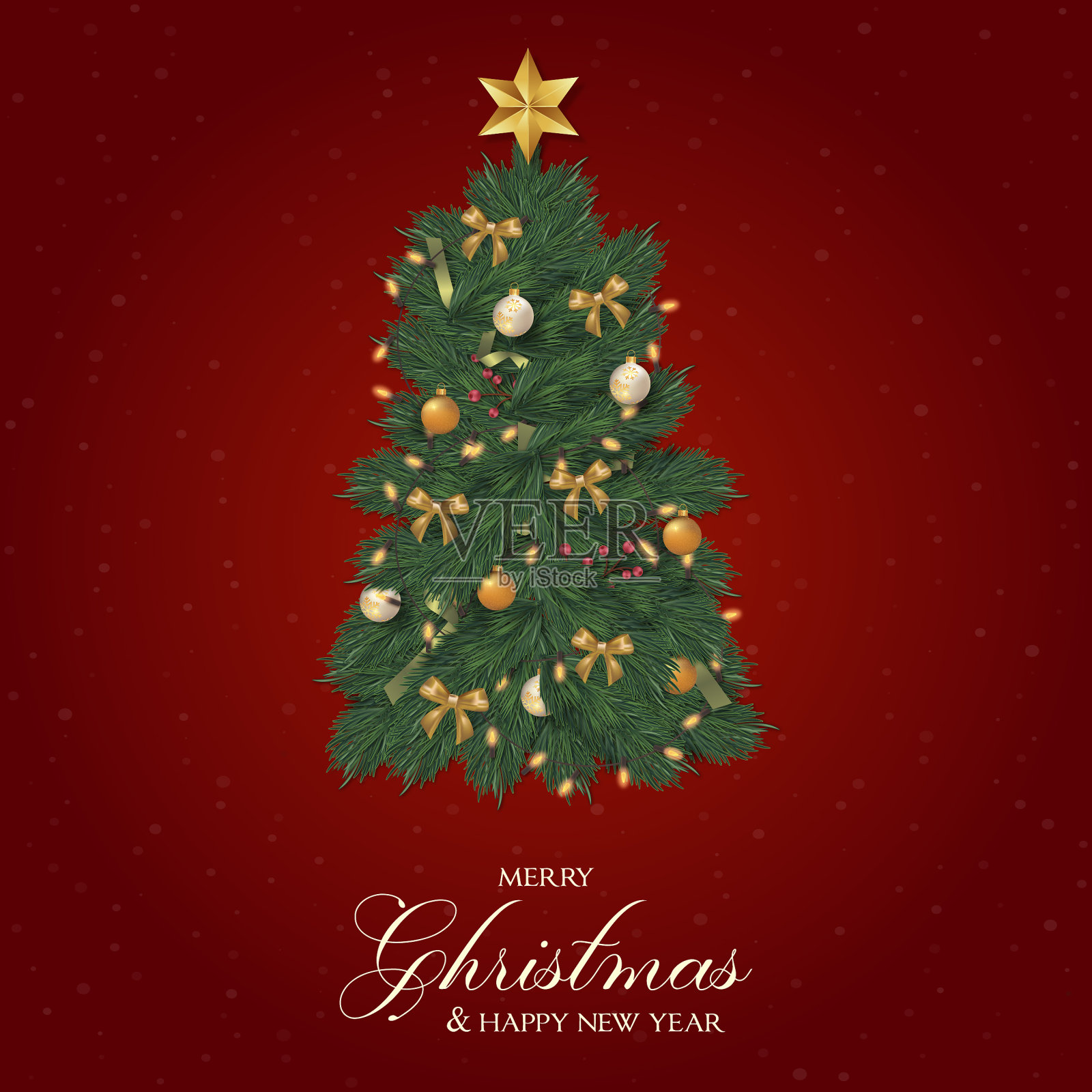 矢量美丽的圣诞快乐横幅与圣诞树剪影海报材料插画图片素材