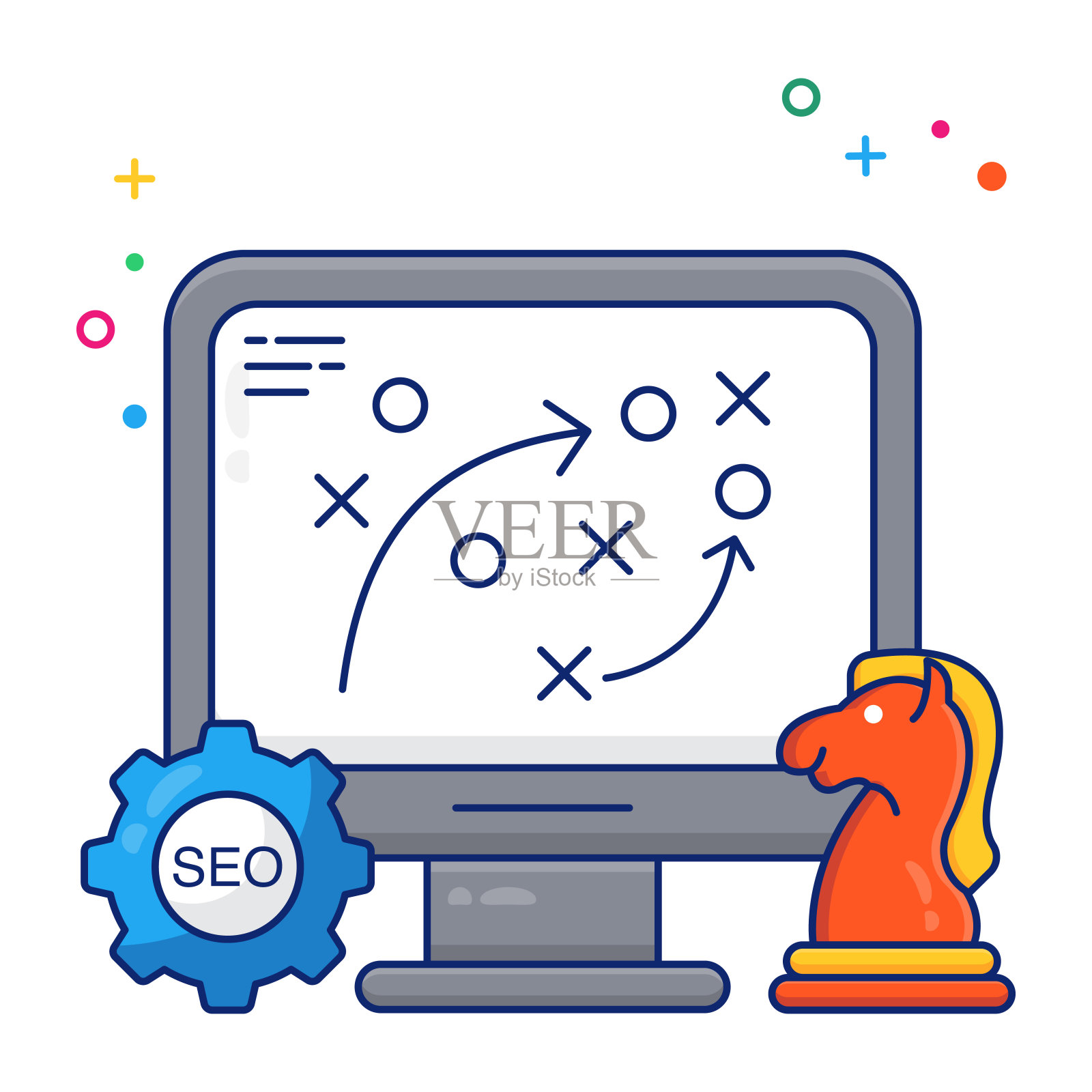 网页统计的现代设计图标插画图片素材