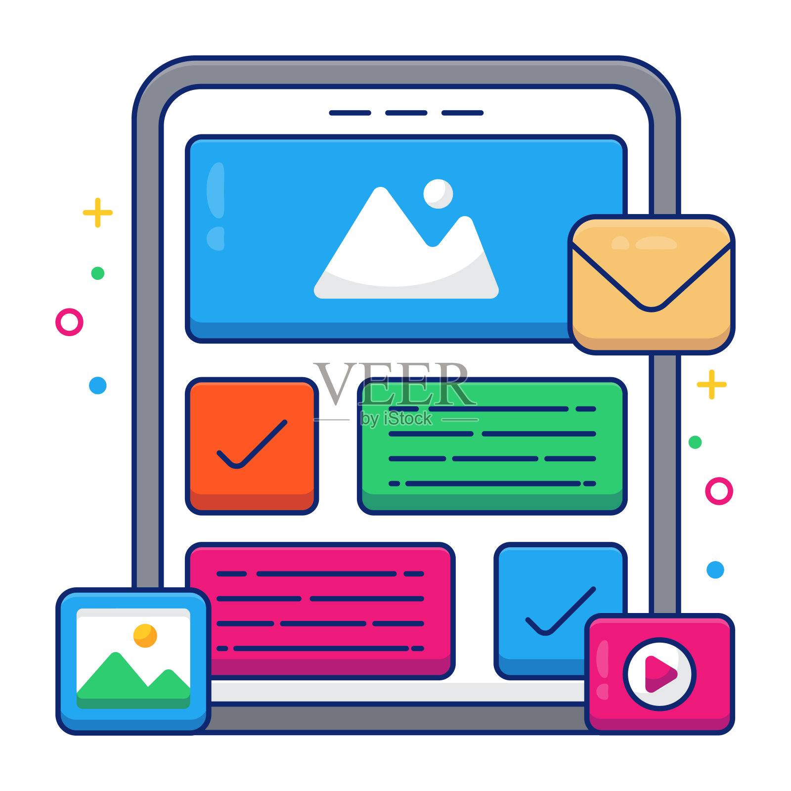 网页统计的现代设计图标插画图片素材