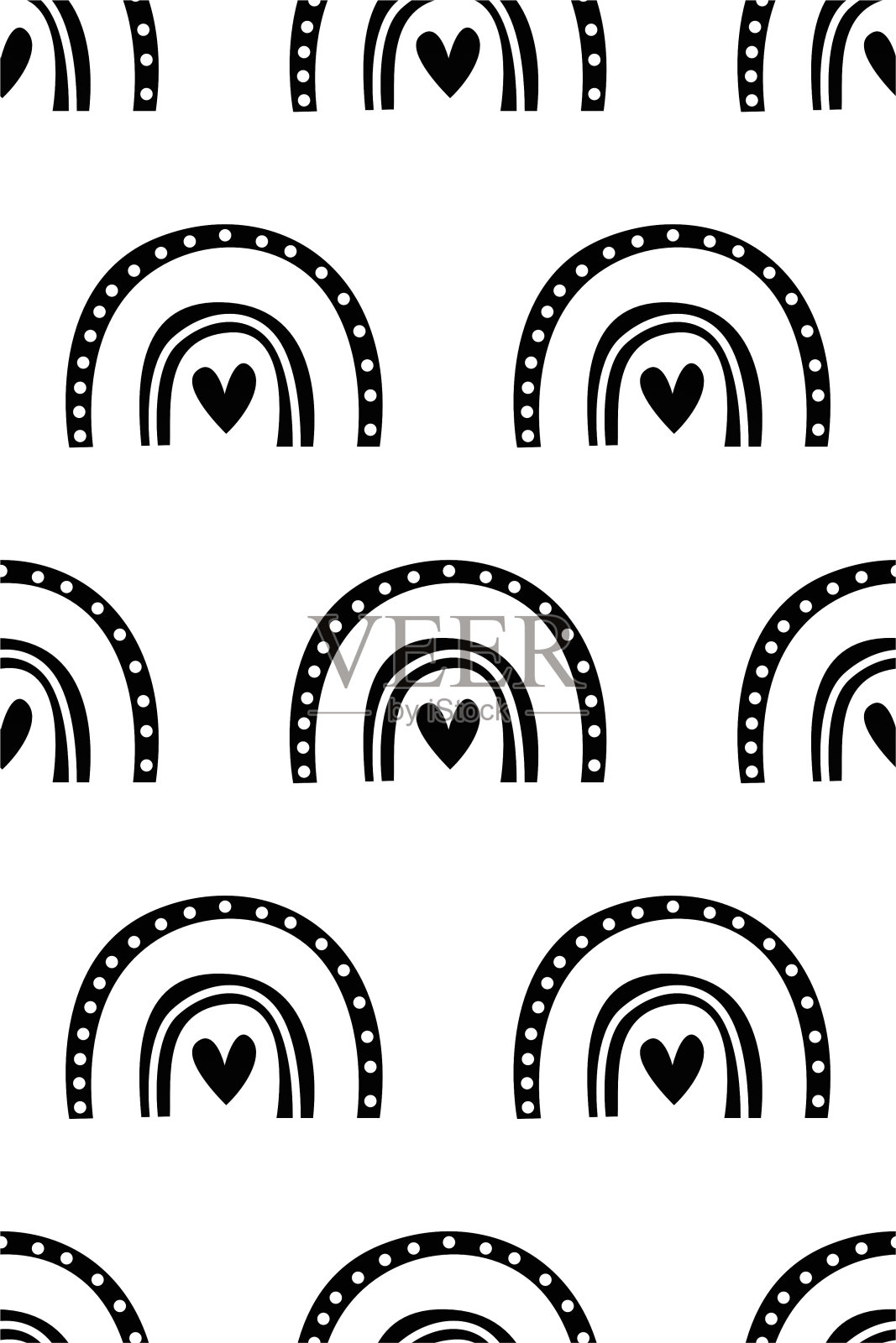 可爱的托儿所彩虹背景。波西米亚彩虹无缝图案背景插画图片素材