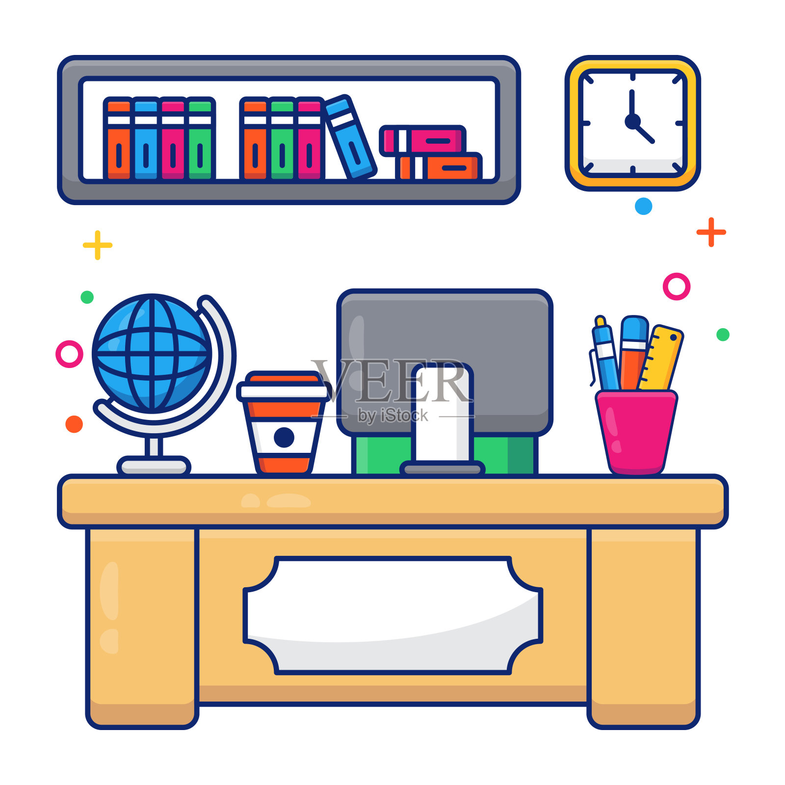 工作场所的图标设计插画图片素材