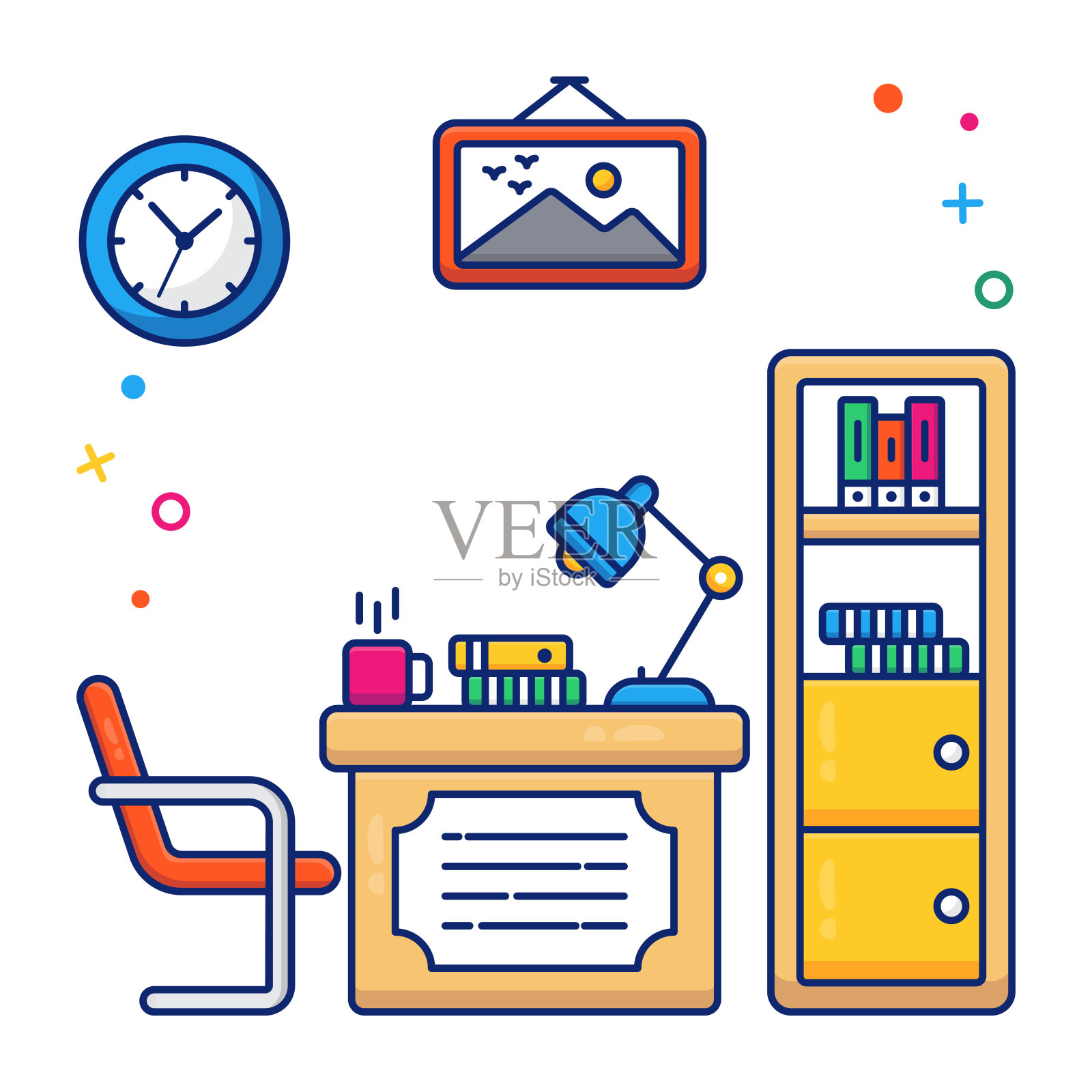 工作场所的图标设计插画图片素材