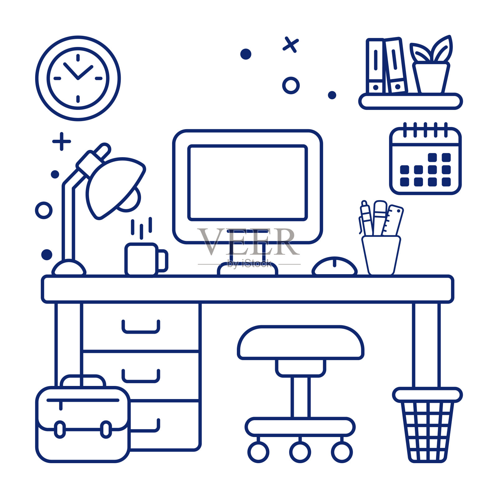 工作场所的图标设计插画图片素材