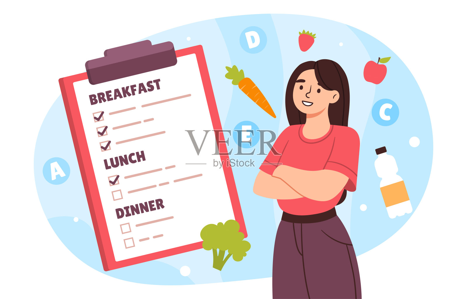 有饮食计划矢量概念的女性插画图片素材