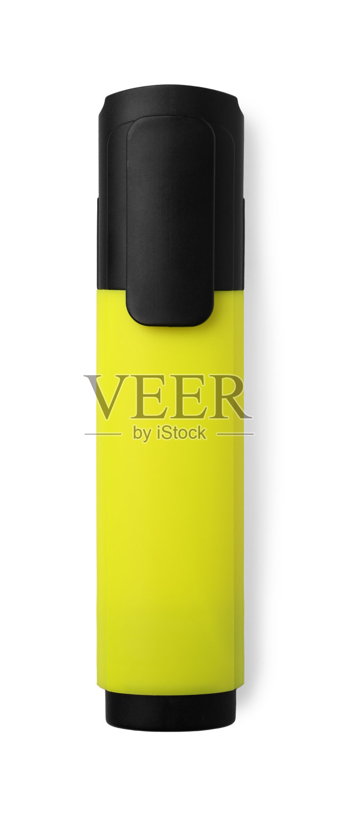 亮黄色标记孤立在白色上，俯视图照片摄影图片