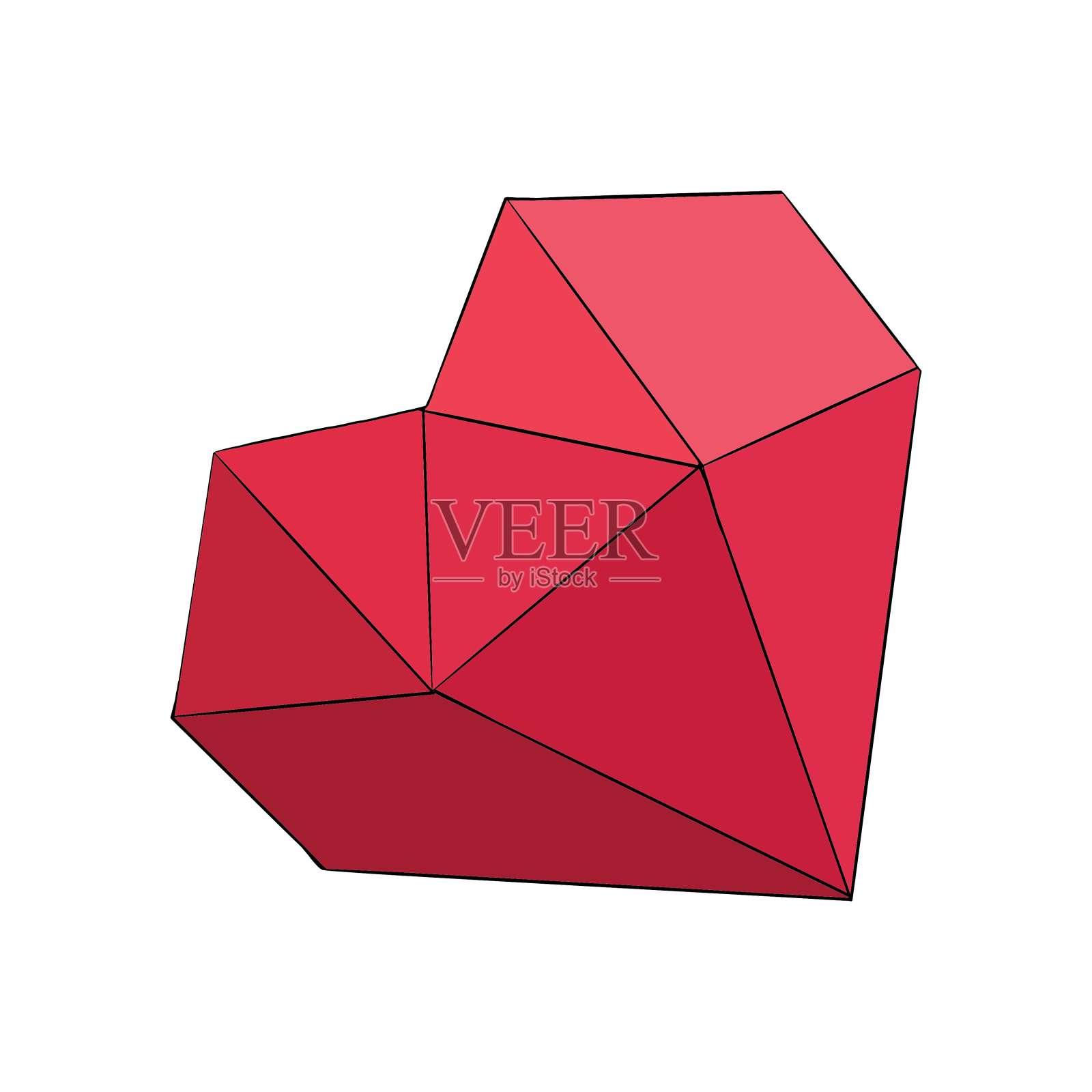 多面体红色钻石设计元素图片
