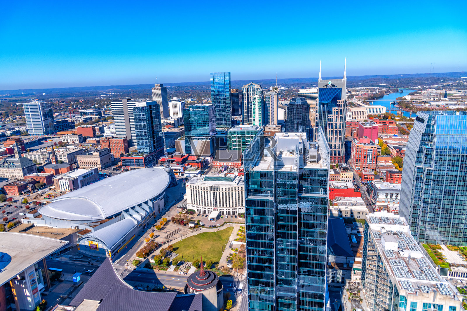 纳什维尔市中心上空照片摄影图片