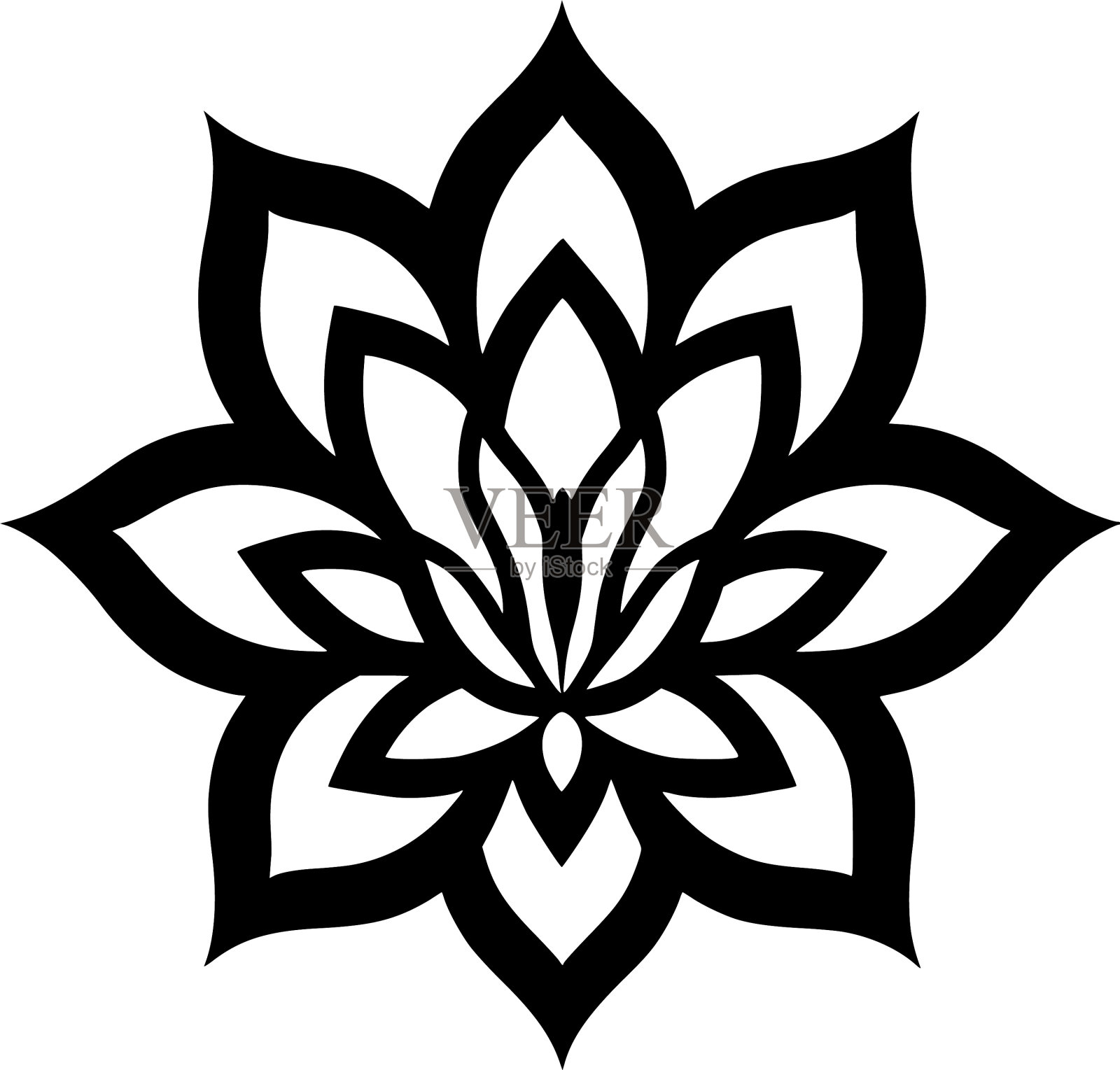 曼荼罗——黑白相间插画图片素材