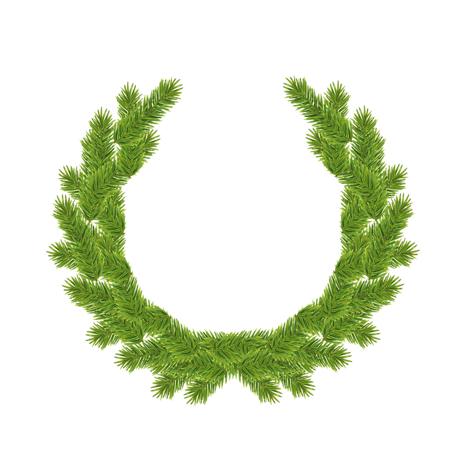 松软的绿色松树做成的圣诞花环设计元素图片