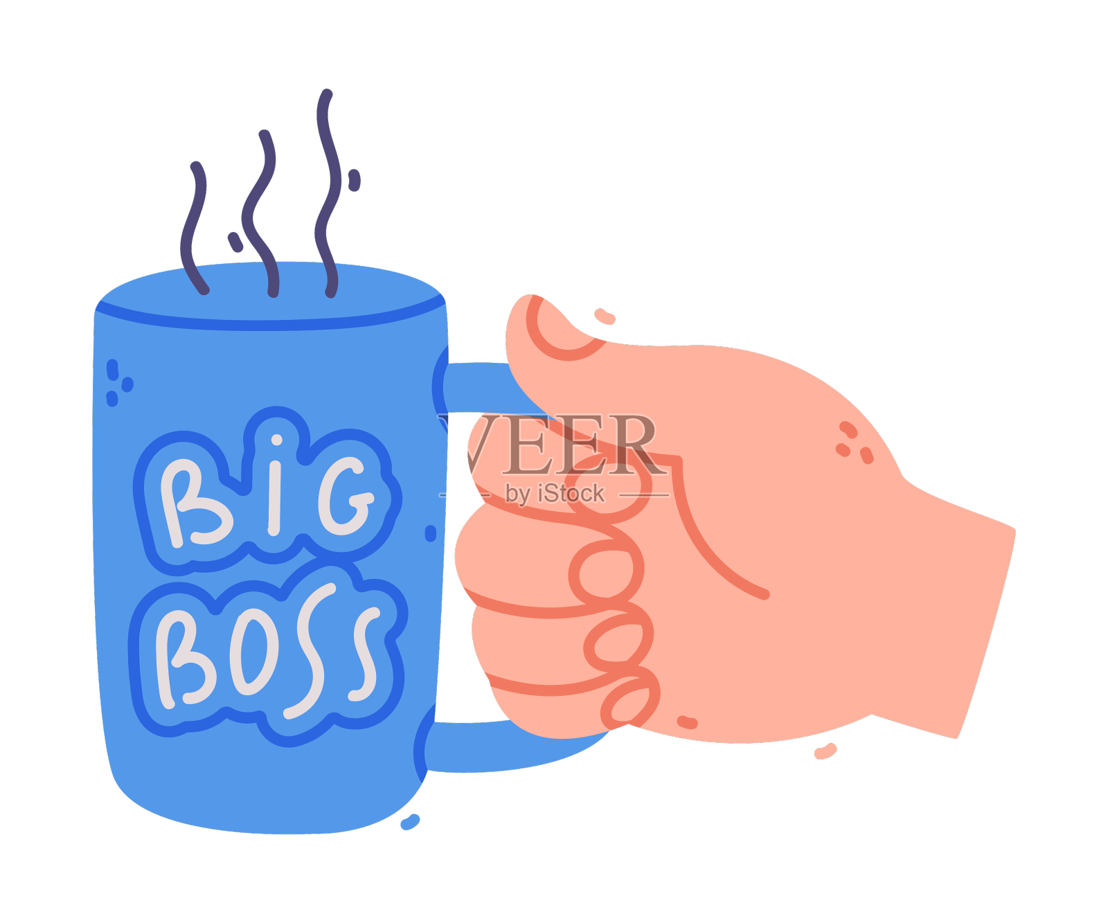 人的手拿着蓝色的杯子，里面有热饮设计元素图片