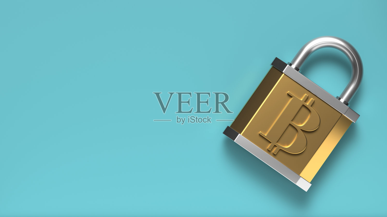 用比特币围盘。加密货币保护概念照片摄影图片