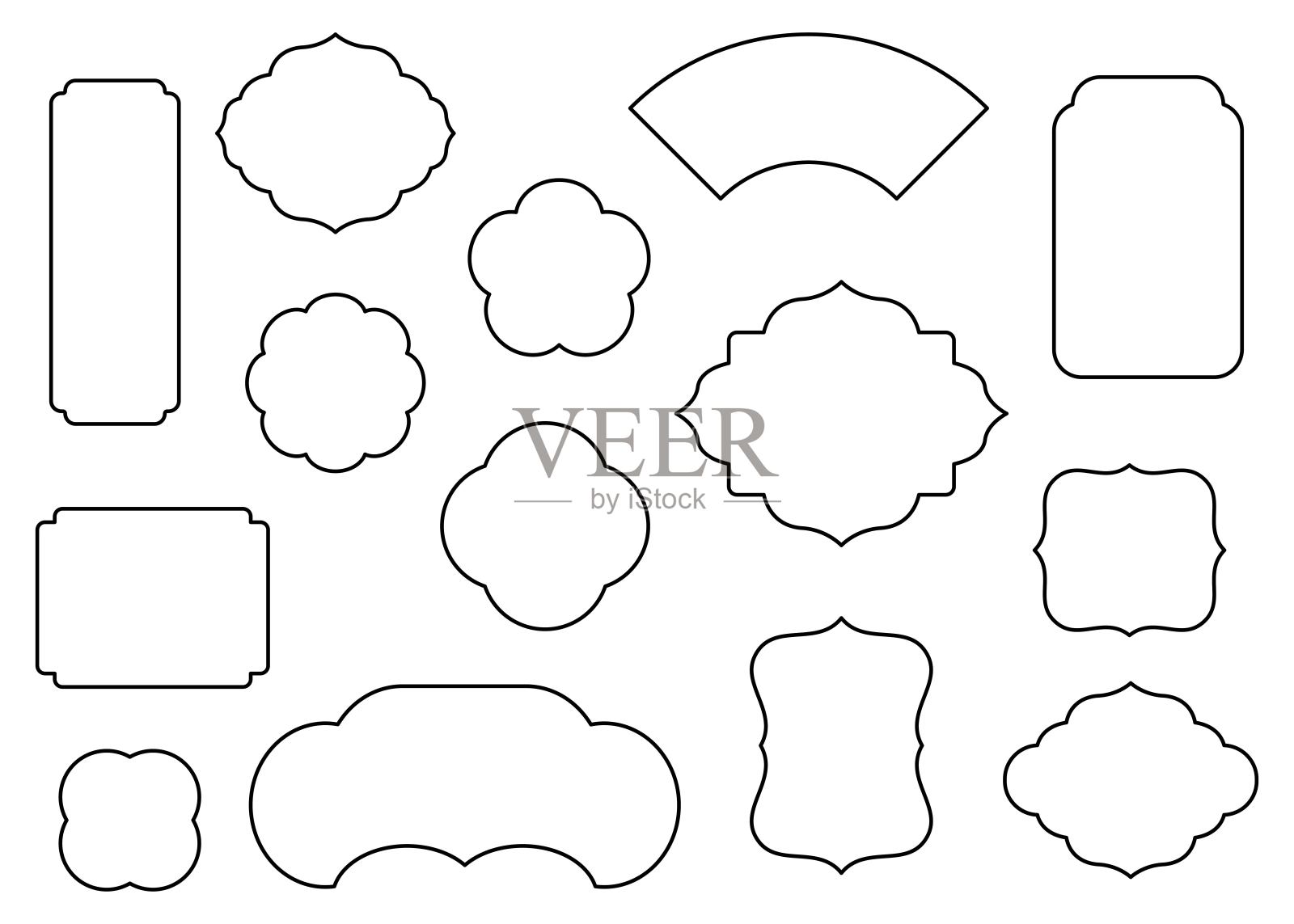 中国风格，亚洲框架集矢量插画图片素材