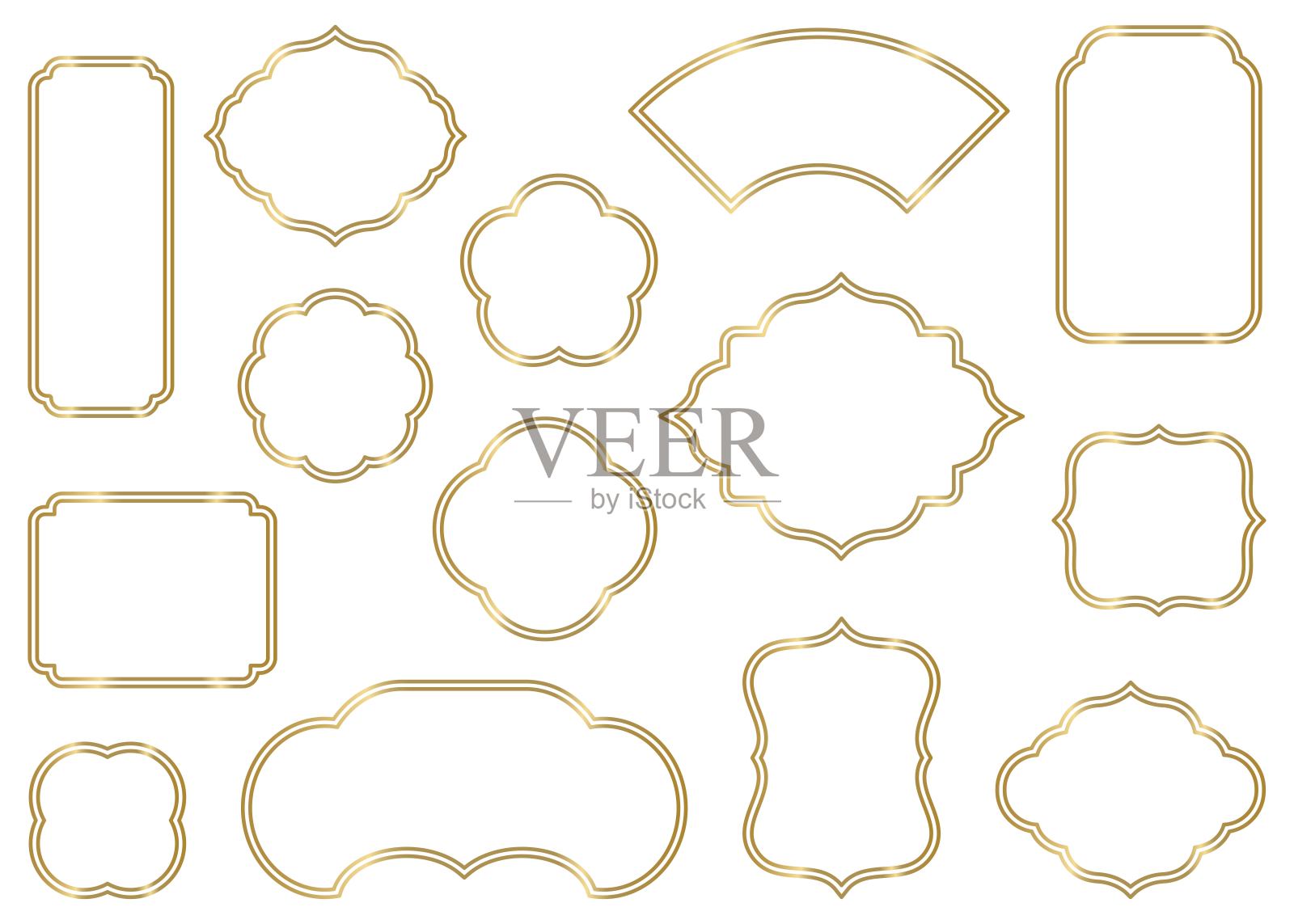 中国风格，亚洲框架集矢量插画图片素材